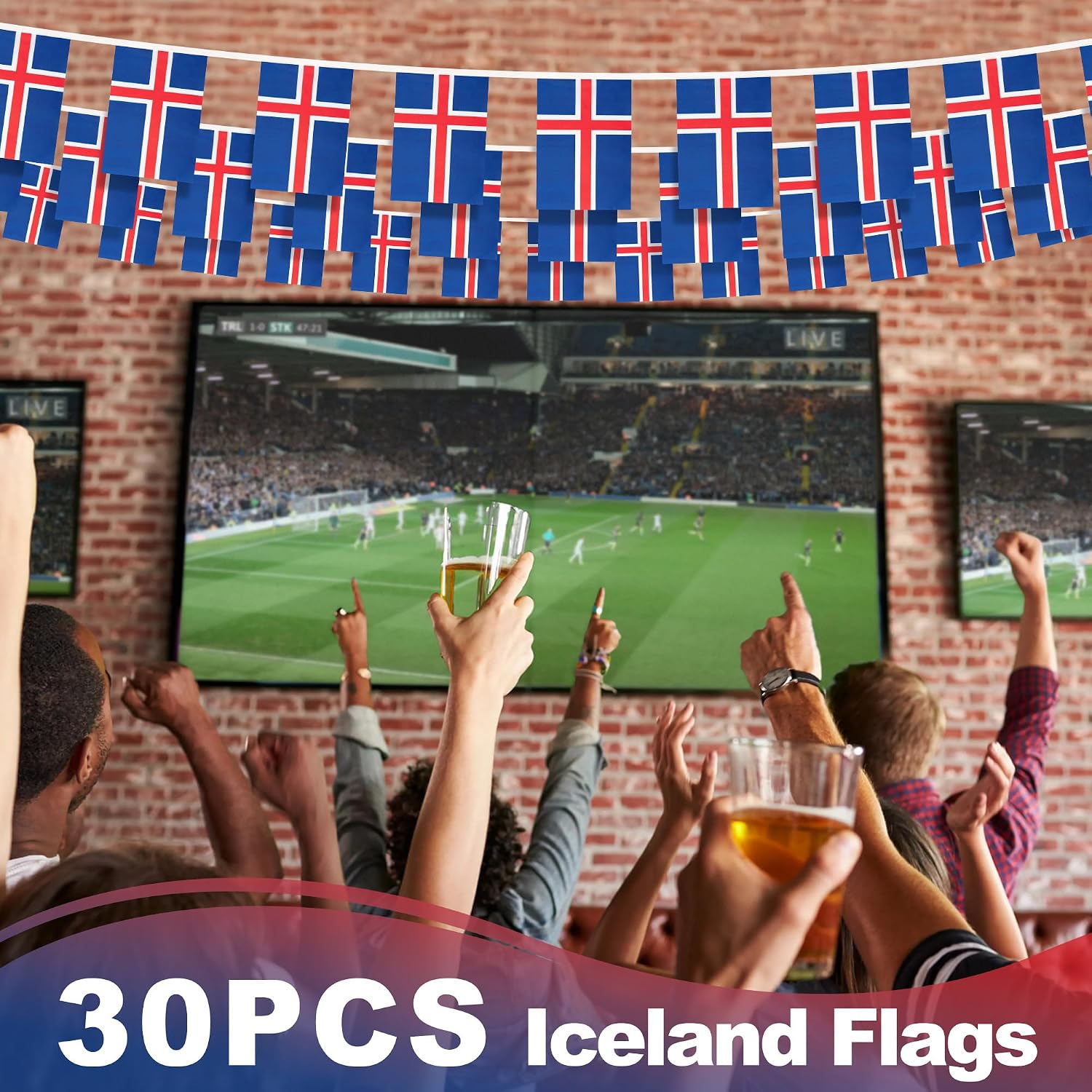 Nicaragua String Flag Pennant Banner, Small Mini Nicaraguan Flags Bunting Banner, National Country Decoration for School, Party, Sports Events, Patriotic Festival, 33 Feet 30 Flags