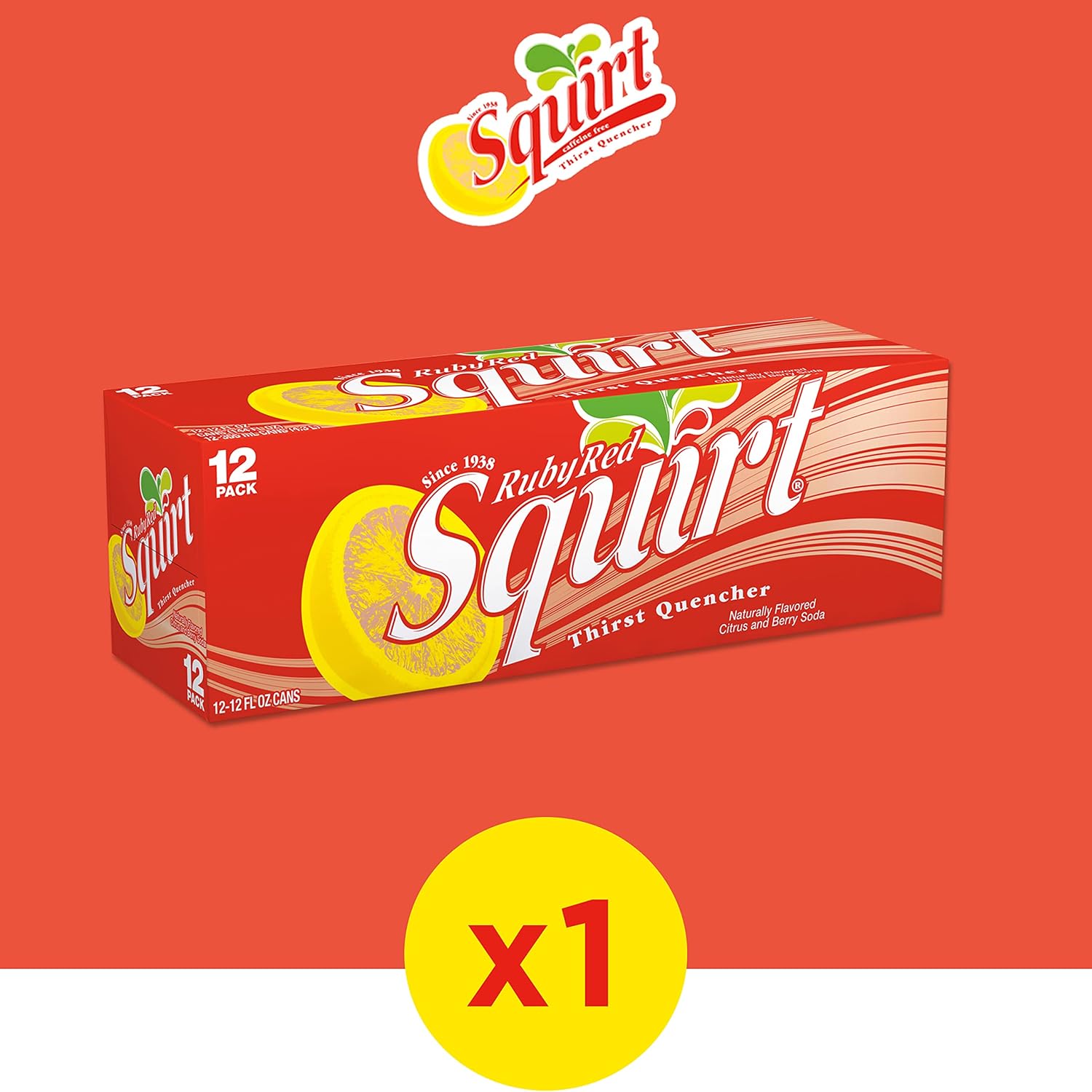 Squirt Soda, Grapefruit, 12 Fl Oz Cans, 12 Pack