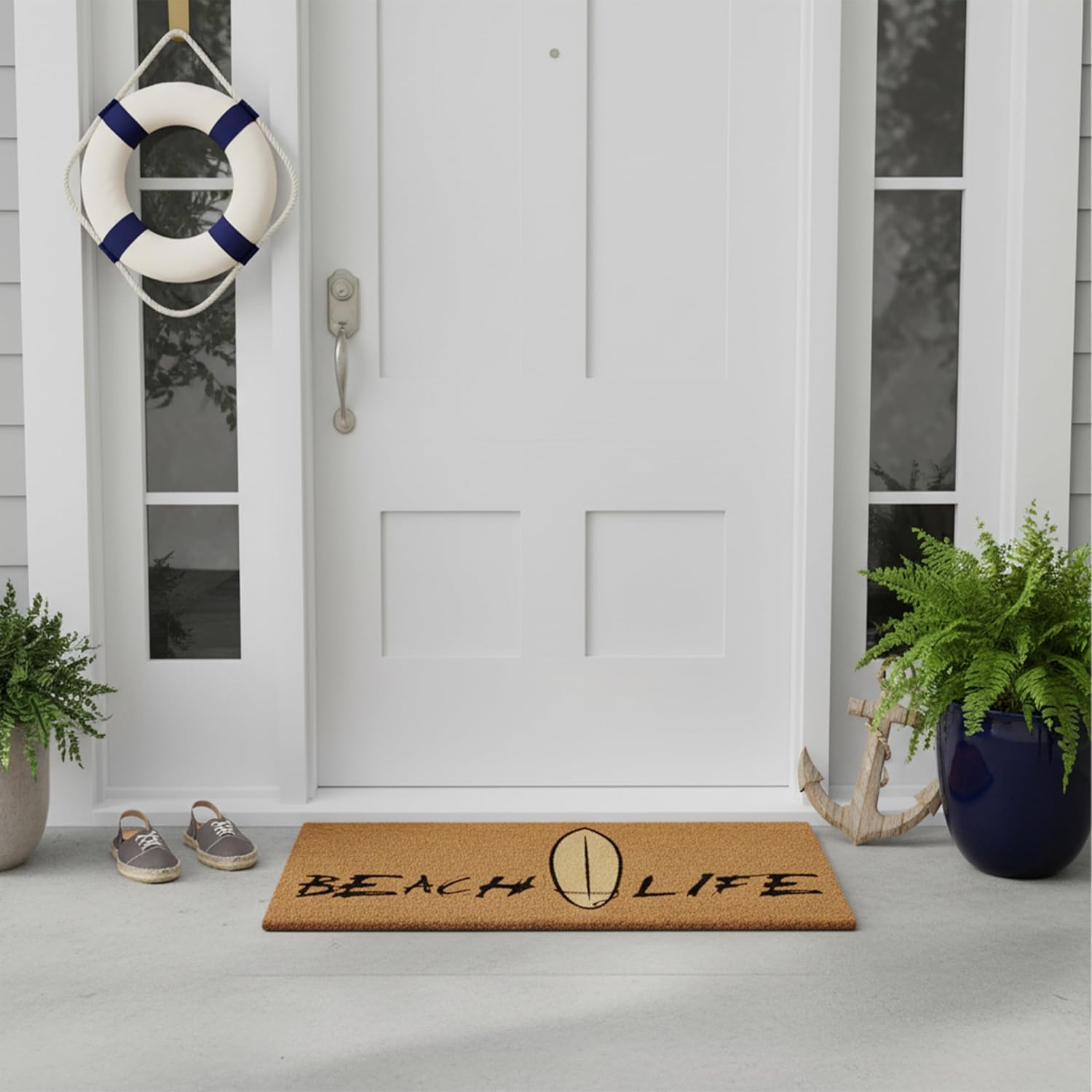 callowaymills 102331729 Beach Life Doormat, 17" x 29", Natural, Black