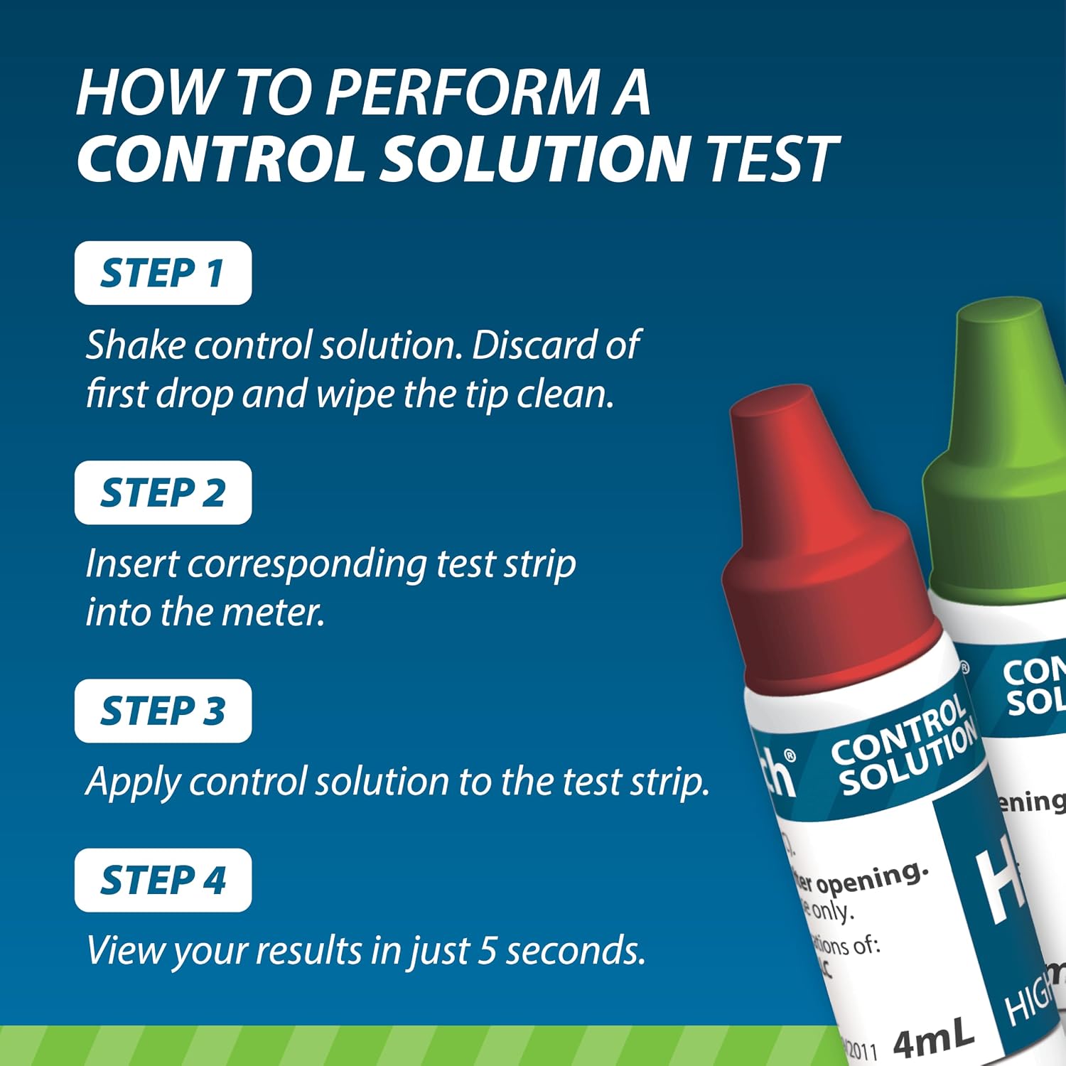 Easy Touch Control Solution Glucose Monitor Kit, Hi & Low, 2 Vials, 4 ml Each | Compatible with EasyTouch Glucose Monitoring System, 4 mL Each