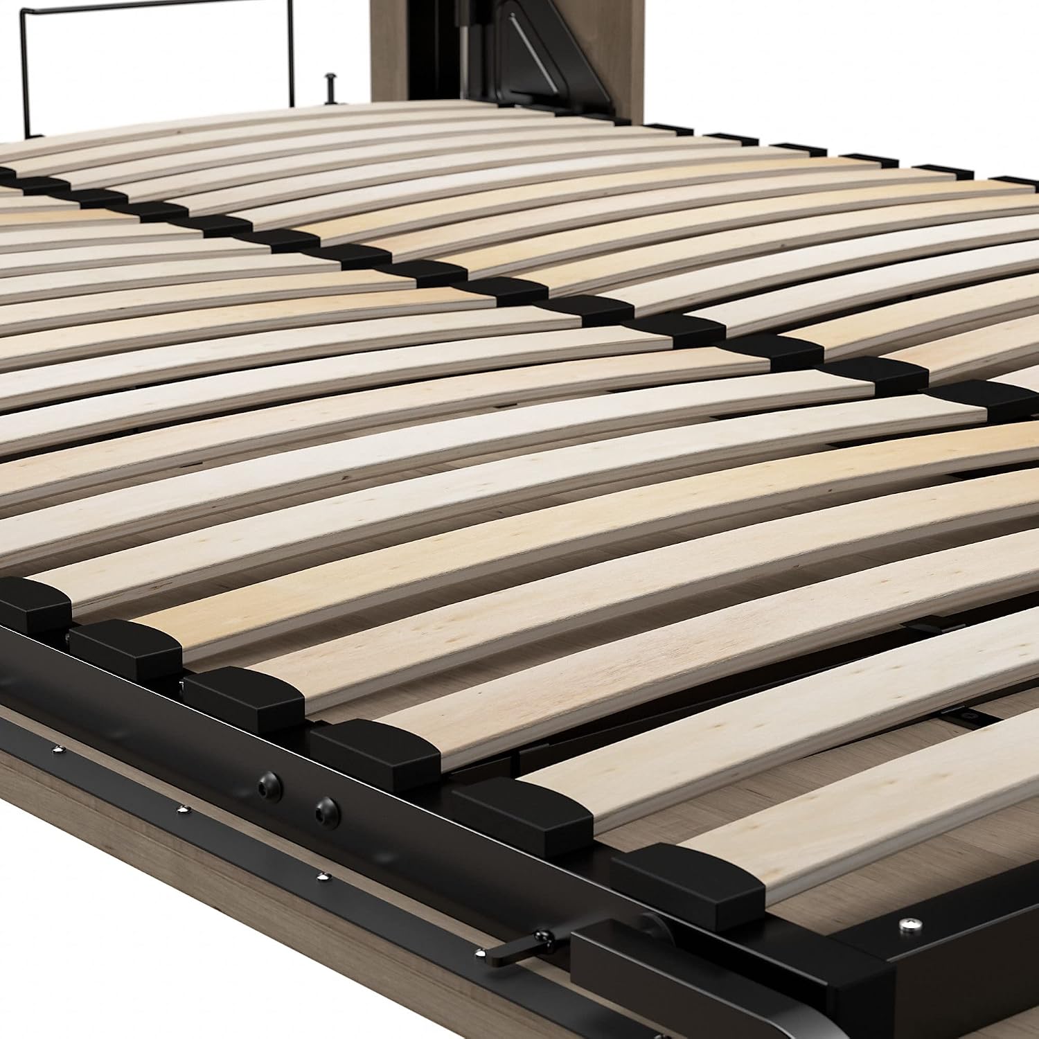 Bestar Pur Full Murphy Bed and 2 Shelving Units with Drawers, 109-inch Space-Saving Sleeping Arrangement in White | 2 Shelving Units with Drawers; supports up to 1000 lb; min. ceiling height 86.4 in.; dual piston mechanism; 10-year warranty