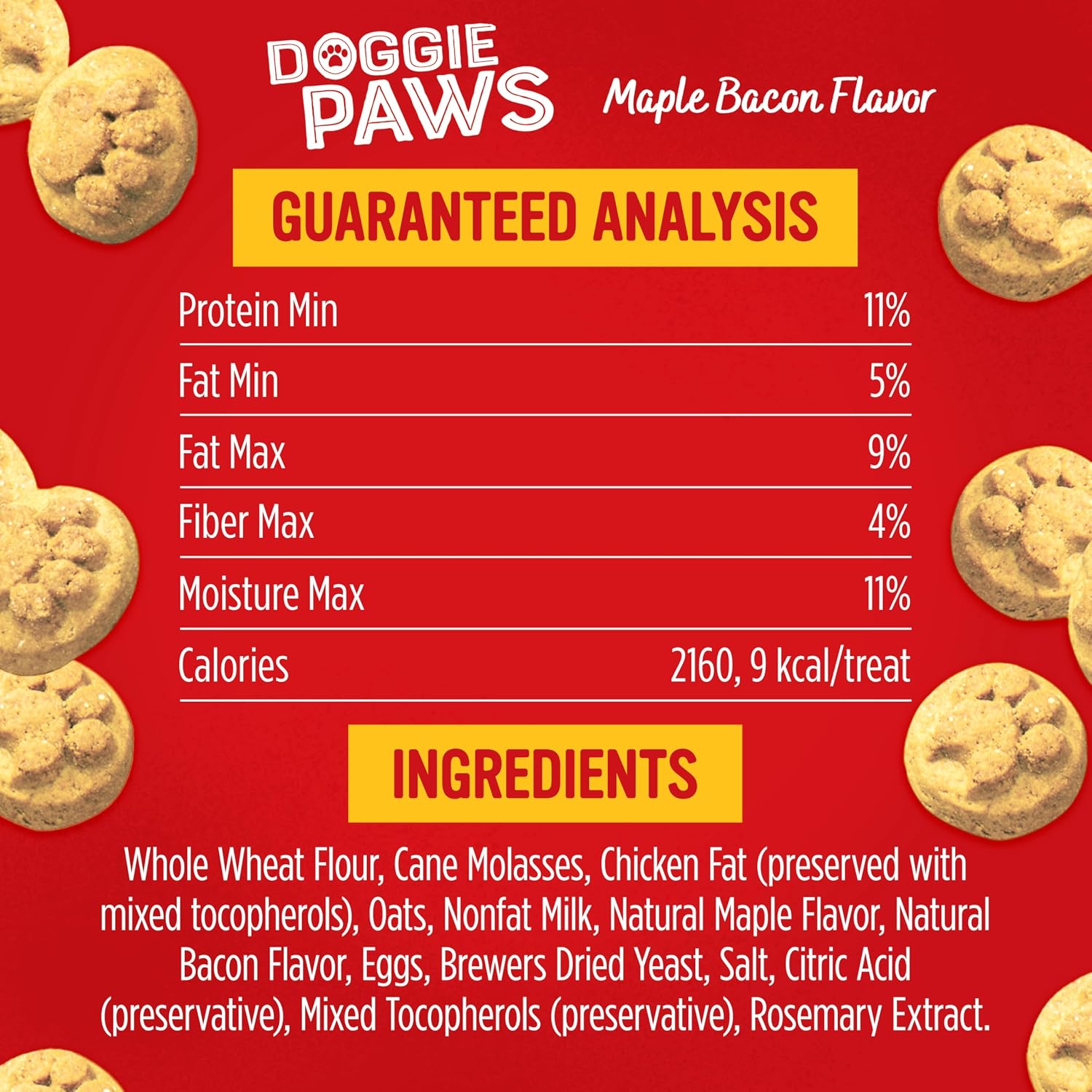 Blue Dog Bakery Natural Dog Treats, Doggie Paws, Maple Bacon Flavor, 16.2oz (1 Count) | Crunchy Oven-Baked Dog Treat Biscuits, Maple Bacon Flavor, Made with Real Premium Wholesome Ingredients in the USA