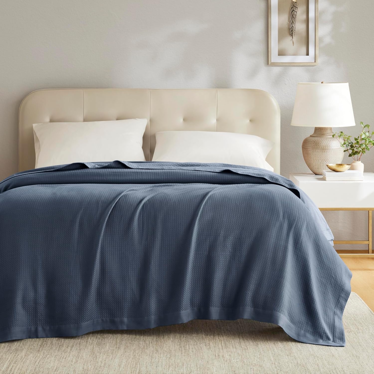 Madison Park 100% Egyptian Cotton Summer Blanket Full Queen Size Teal