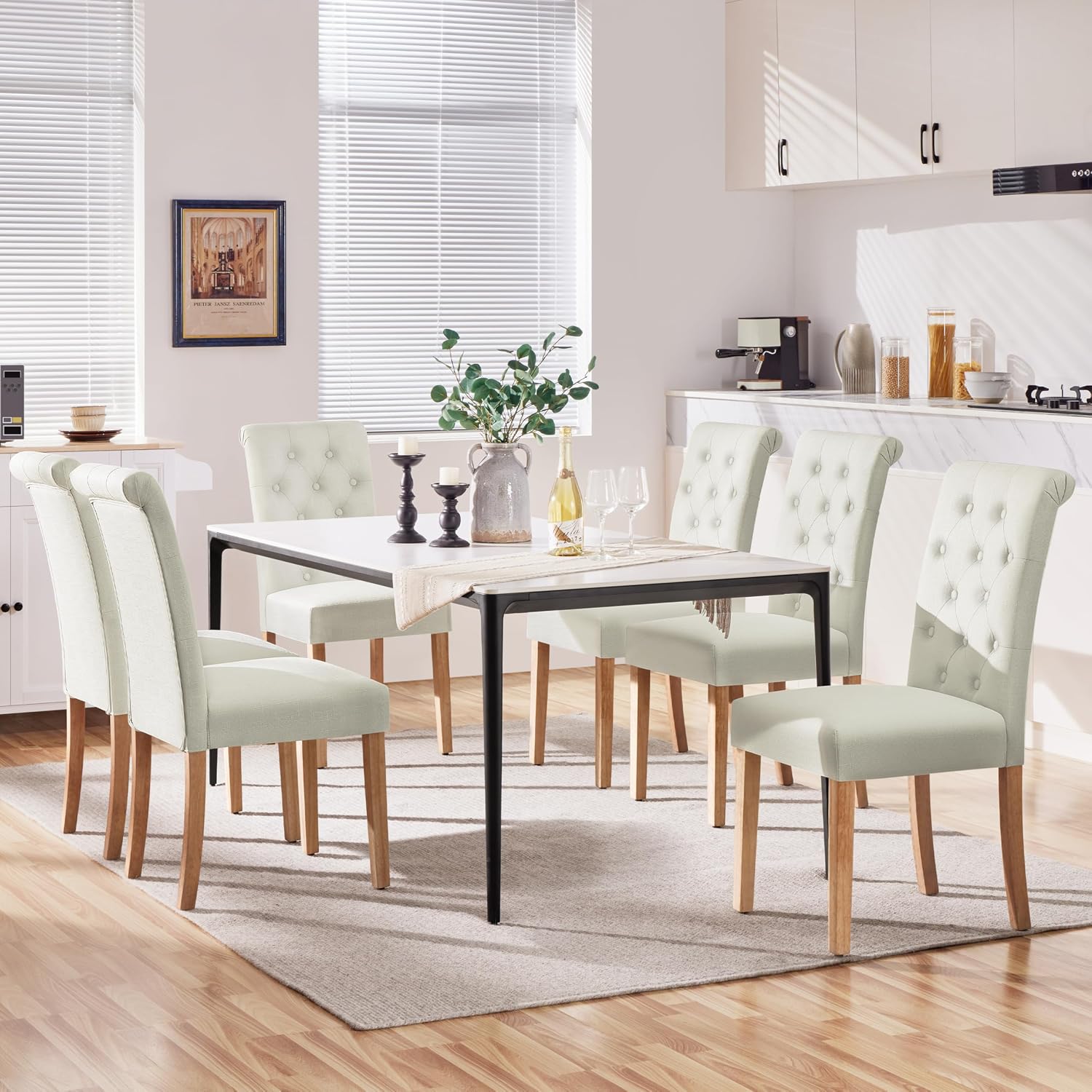 Yaheetech Dining Chairs Set of 2 Modern Upholstered Parson Chairs Dark Gray