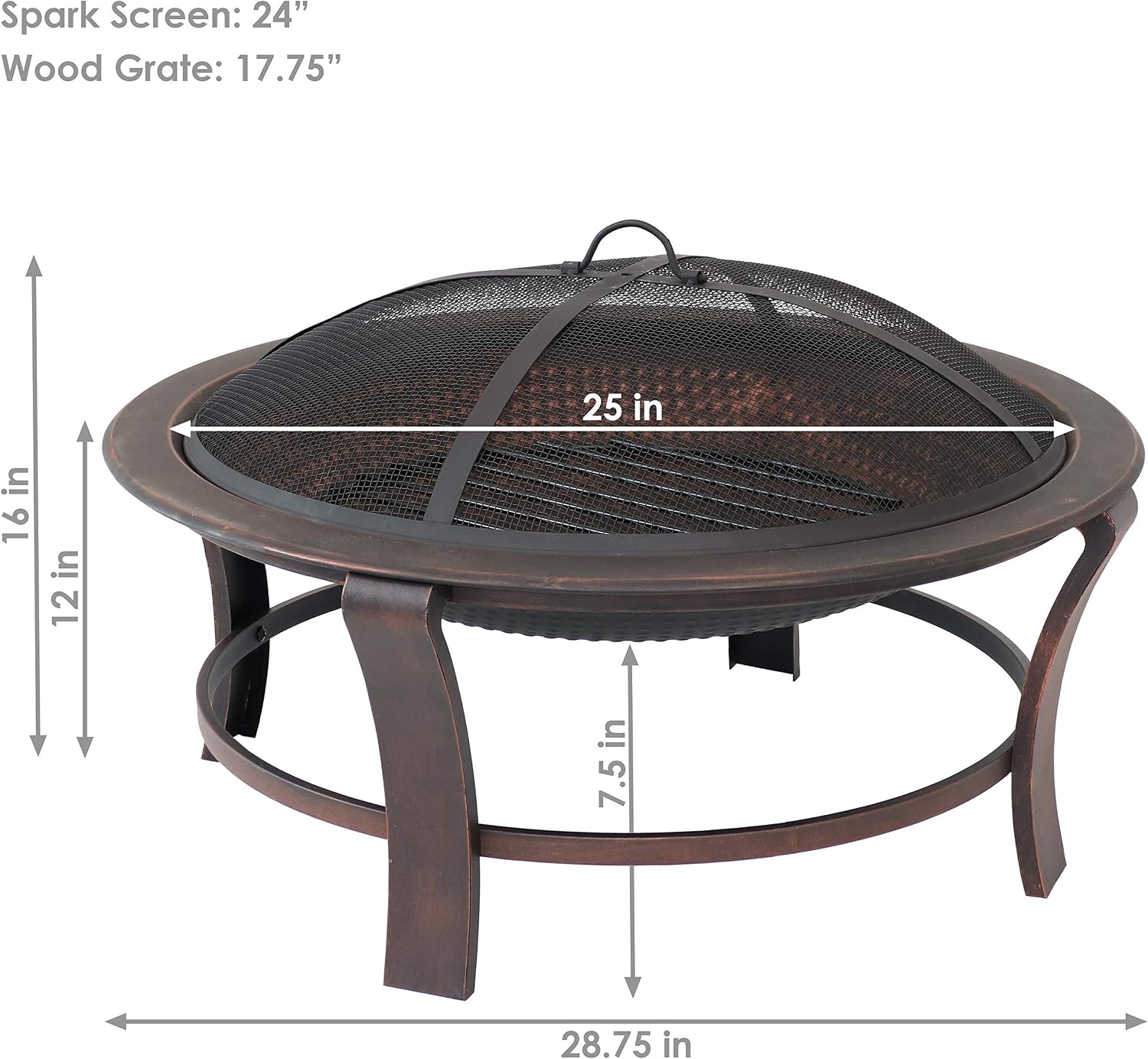 Sunnydaze 29-Inch Elevated Wood-Burning Fire Pit Bowl with Stand
