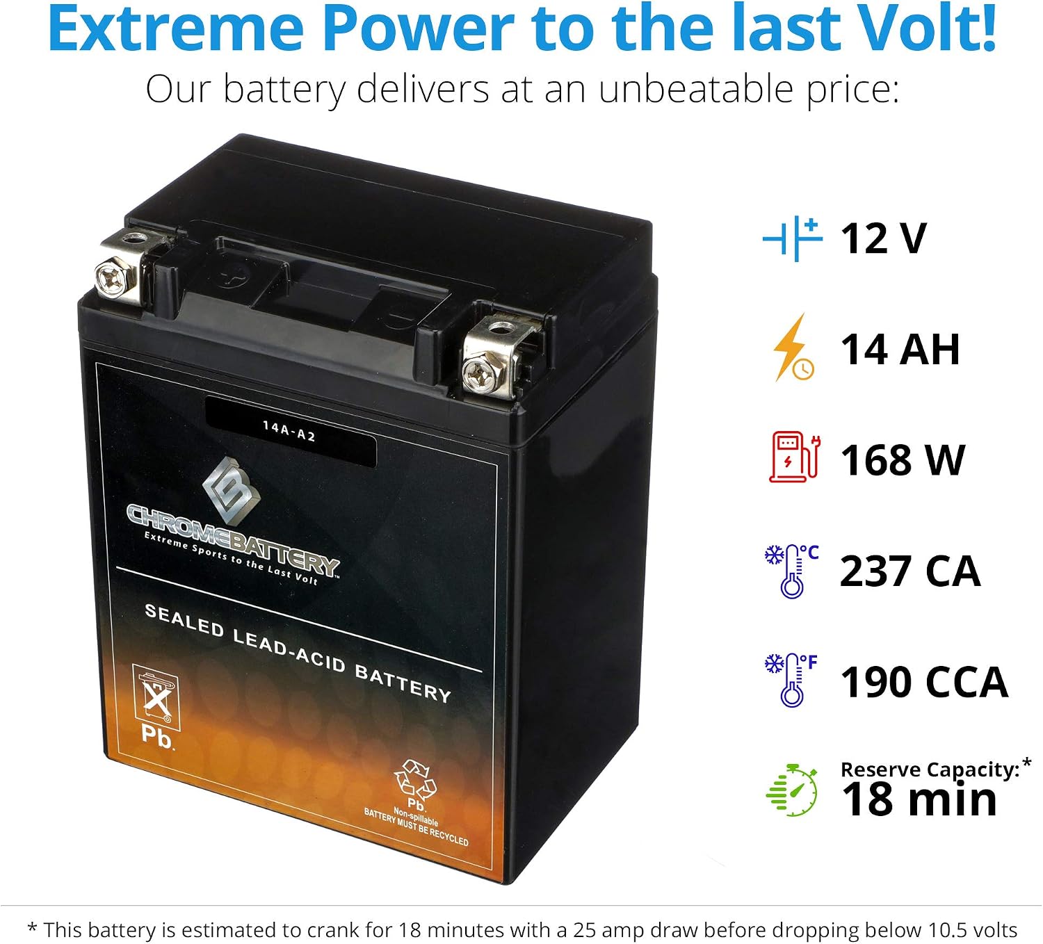 CB CHROMEBATTERY YTX30L-BS 12V 385 CCA AGM – Maintenance-Free 30Ah Battery for Harley, ATV, UTV, Snowmobile, Jet Ski – T3 Nut & Bolt Terminal – Fits Harley Touring, Polaris Sportsman 850