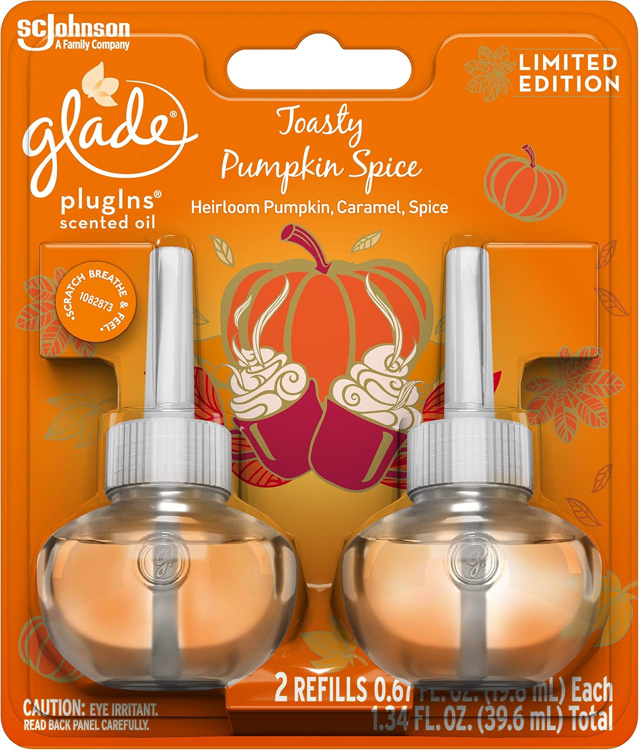 Glade Plug-Ins Scented Oil Refills- Toasty Pumpkin Spice - 2ct (1.34 Fl OZ)