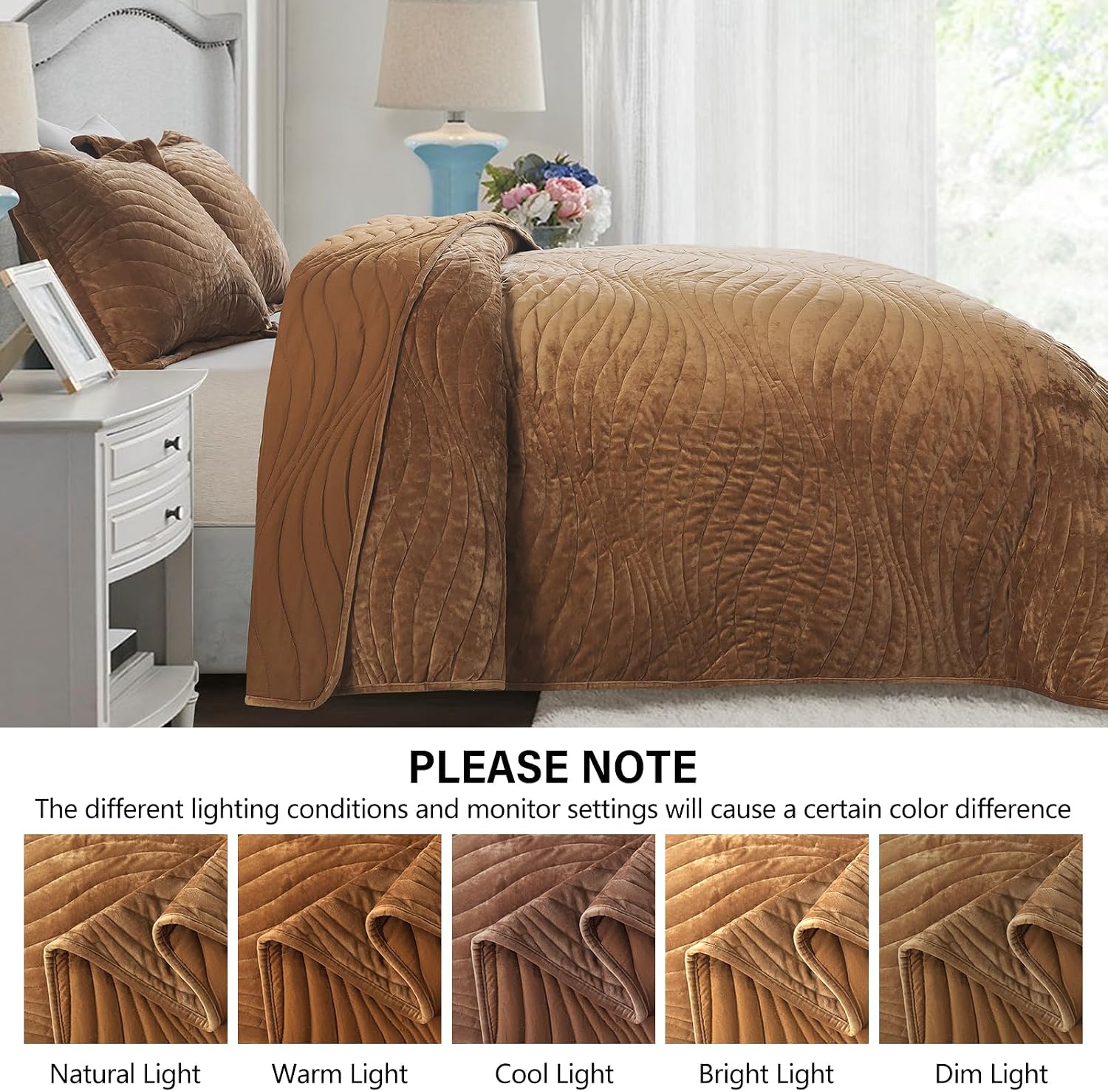 Striped Jacquard Style Cotton 3-Piece Patchwork Bedspread Quilt Sets, Queen Size