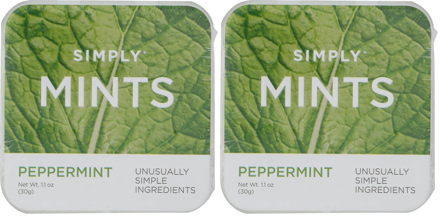 SIMPLY MINTS Natural Peppermint Breath Mints, 6 Pack (180 Pieces), Made With Real Peppermint Oil | Aspartame-Free, Sorbitol-Free, Xylitol-Free, Vegan, Kosher, Non-GMO
