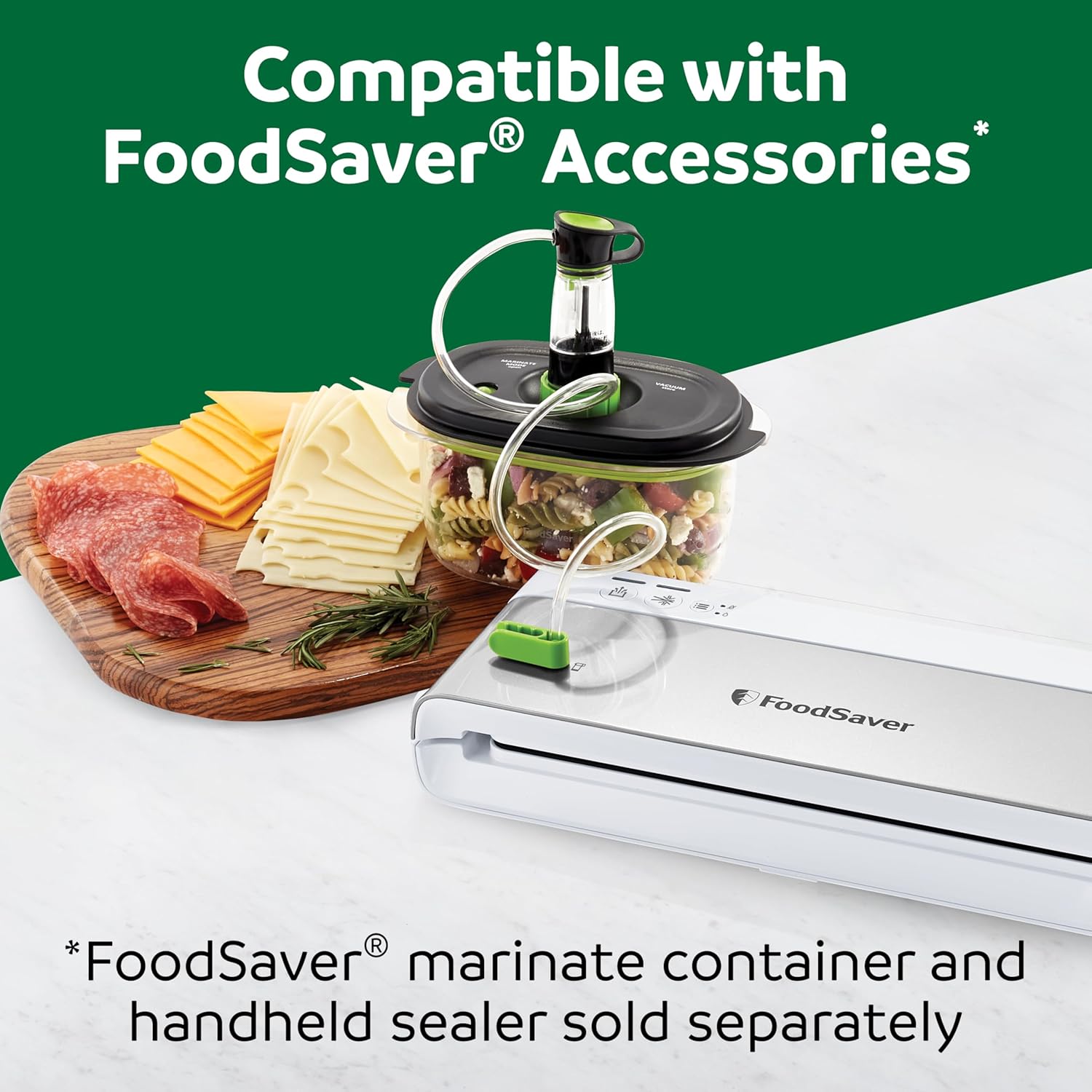 FoodSaver Compact Vacuum Sealer Machine with Airtight Bags and Roll - Ideal for Sous Vide and Airtight Food Storage, White