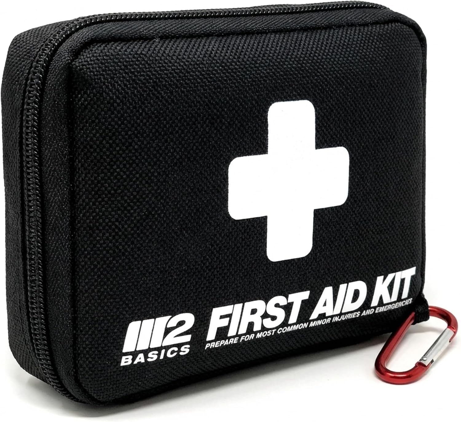M2 BASICS 150 Piece Premium First Aid Kit, Compact Bag for Purse & Travel | On-The-Go Emergency Use, Backpack, Glove Box, Luggage, Carry-On, School