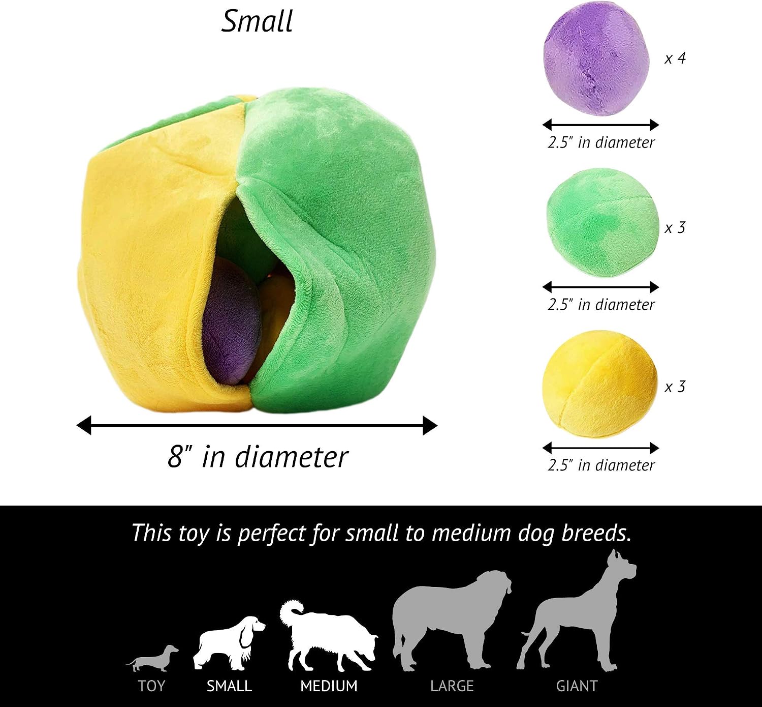 Midlee Hide a Ball Puzzle Dog Toy with 10 Plush Squeaker Balls (Small) | Interactive, Boredom Buster, Play Pet Squeaky