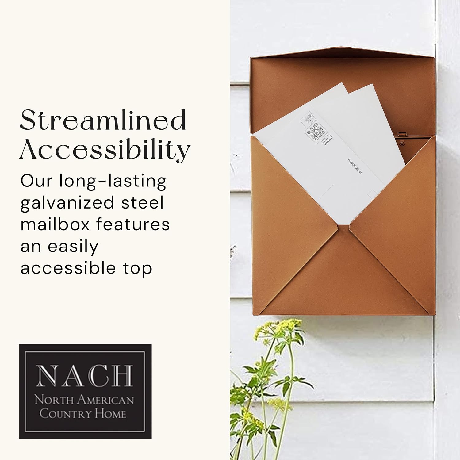 NACH Mailboxes for Outside Wall Mount, 10 x 10 x 4 inch Black Mailbox, Waterproof Mailboxes for Outside - Chicago Style Mail Box