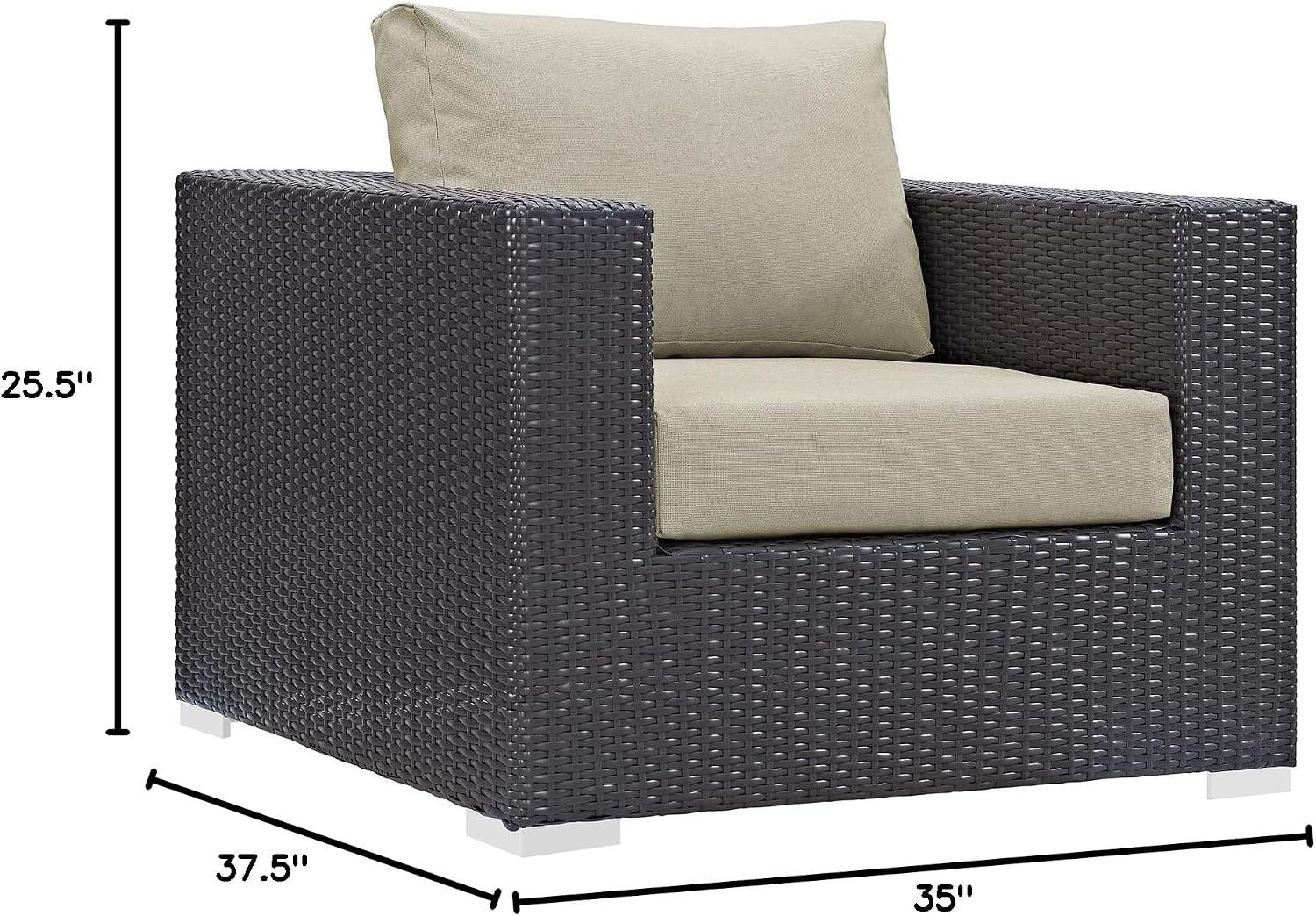 Modway Convene Wicker Rattan Outdoor Patio Loveseat in Espresso White