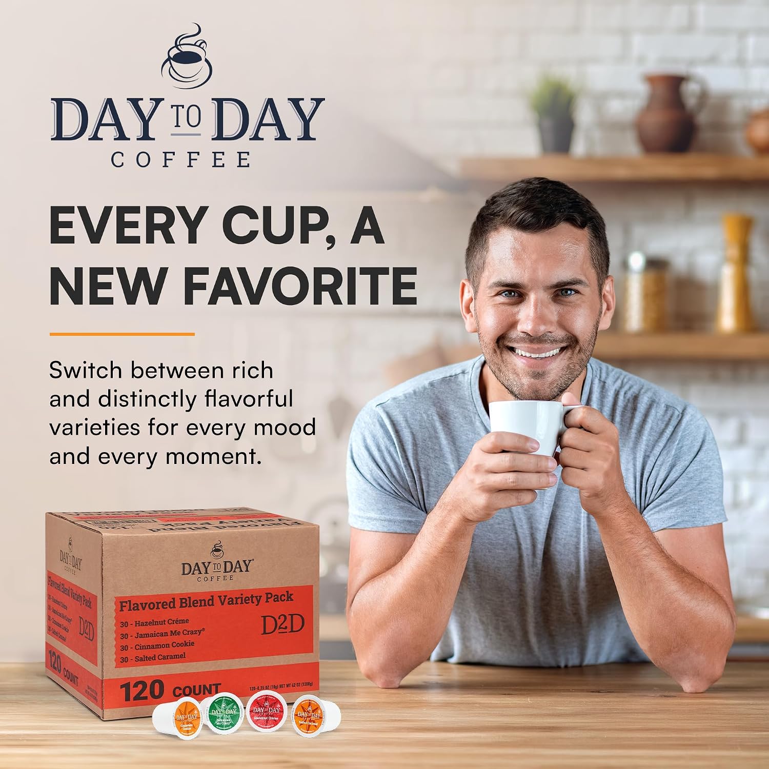 Day To Day Coffee Pods, Breakfast Blend Medium Roast, 120 Count K-Cup | Compatible with Keurig K-Cup brewers. Bulk single serve pods for everyday morning coffee at home, office or breakroom