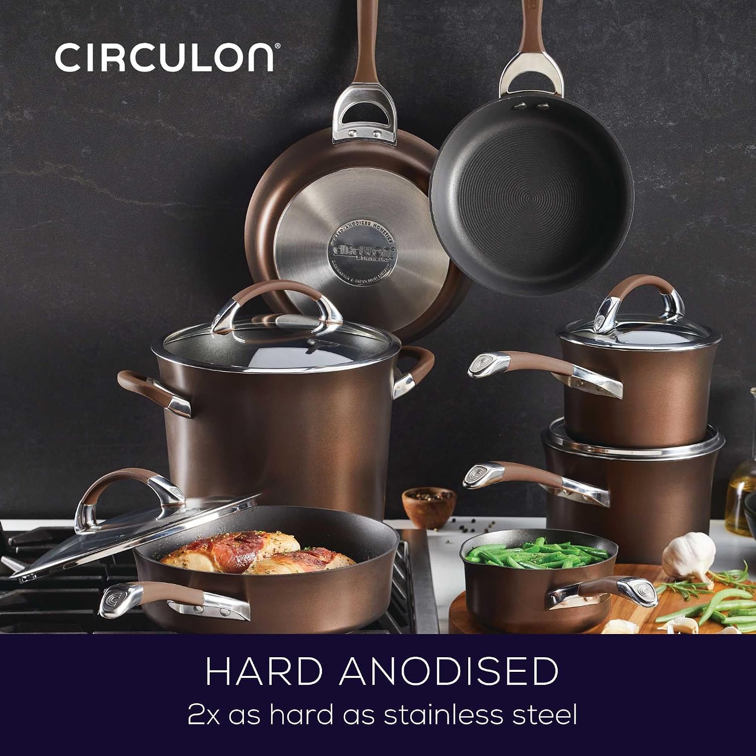 Circulon Symmetry Hard Anodized Nonstick Induction Frying Pan, 8.5-Inch Fry Pan, Black