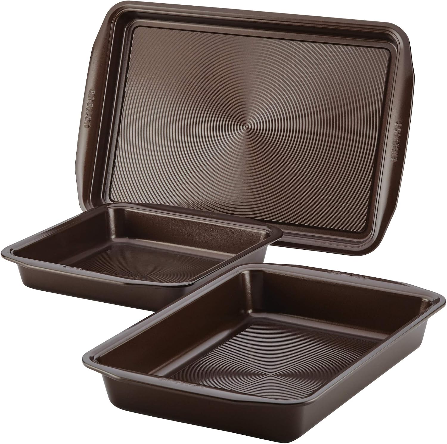 Circulon 47110 Nonstick Bakeware Set with Cookie and Cake Pans 3 Piece Chocolate