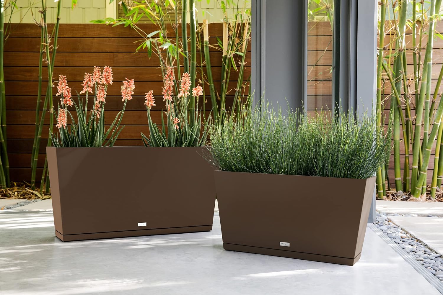 Veradek Pure Series Midori Planter - Wide Outdoor Planter | Made From Durable Plastic With Pre-Drilled Drainage Holes. Modern Porch/Patio Décor for Plants, Flowers and Herbs