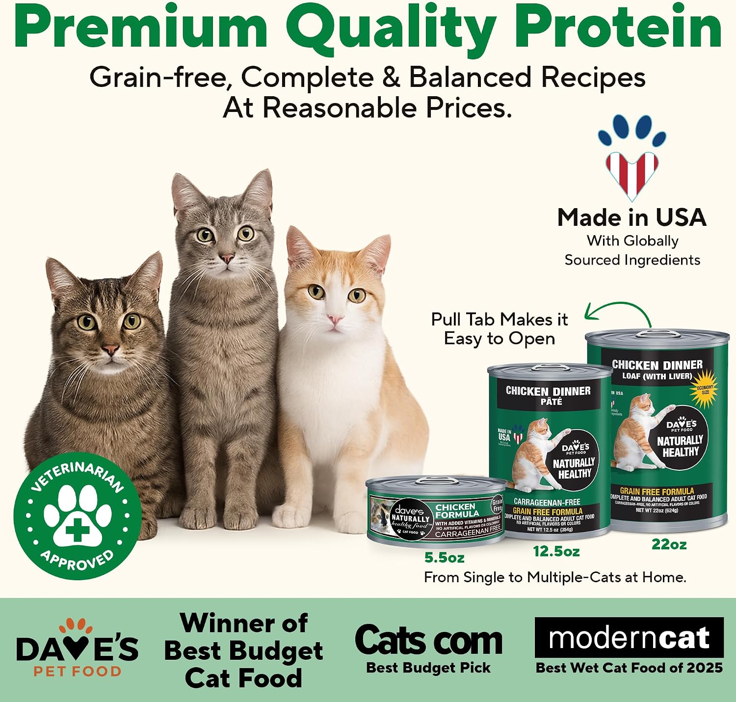 Dave's Pet Food Grain Free Wet Canned Cat Food Pate, Chicken, 12.5 oz, 12pk | Made in USA, Naturally Healthy, Easy to Digest Wheat & Gluten-Free, Use as Topper or Meal, Carrageenan-Free