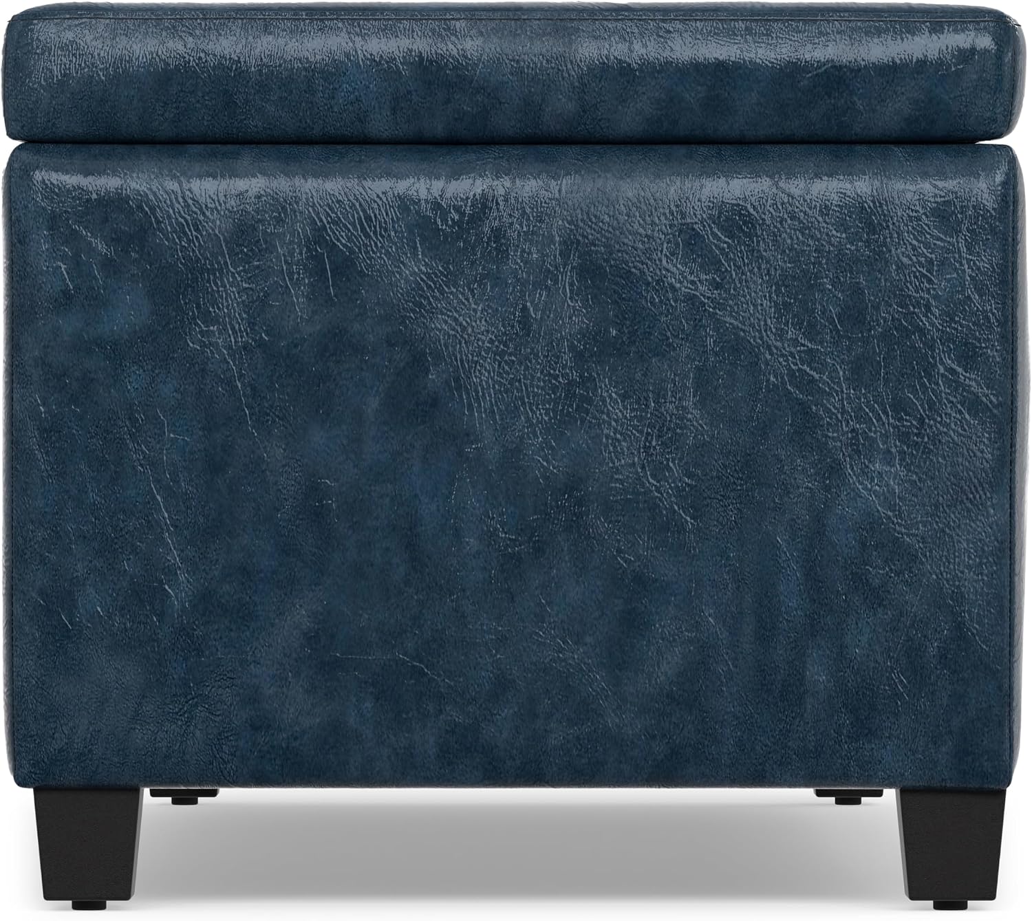 SIMPLIHOME Avalon 48" Wide Vegan Leather Storage Ottoman in Brown