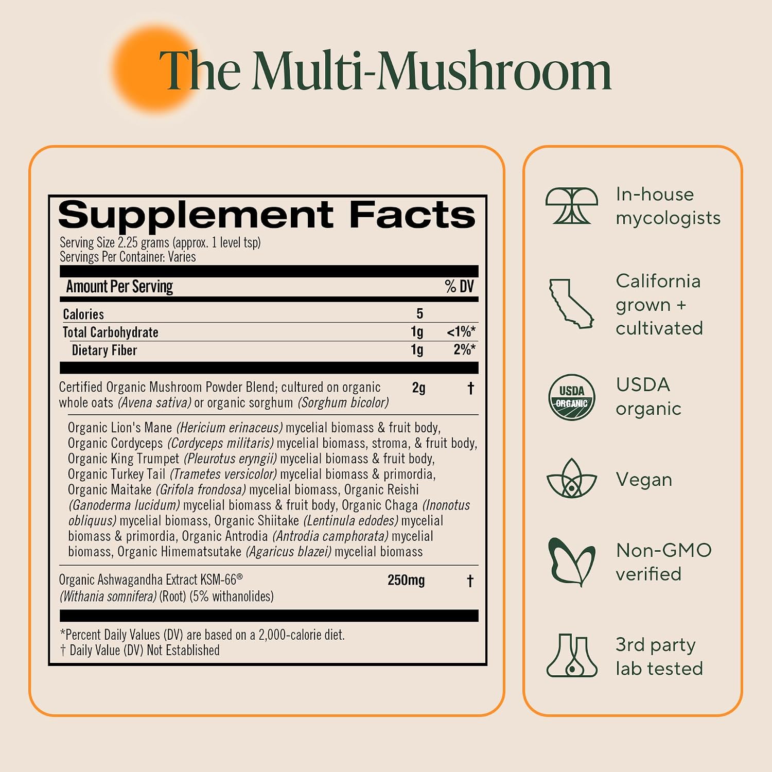 Om Master Blend Mushroom Powder – Organic Mushroom Supplement with 10 Mushrooms and Ashwagandha - Support Immunity, Gut Health & Stress Relief