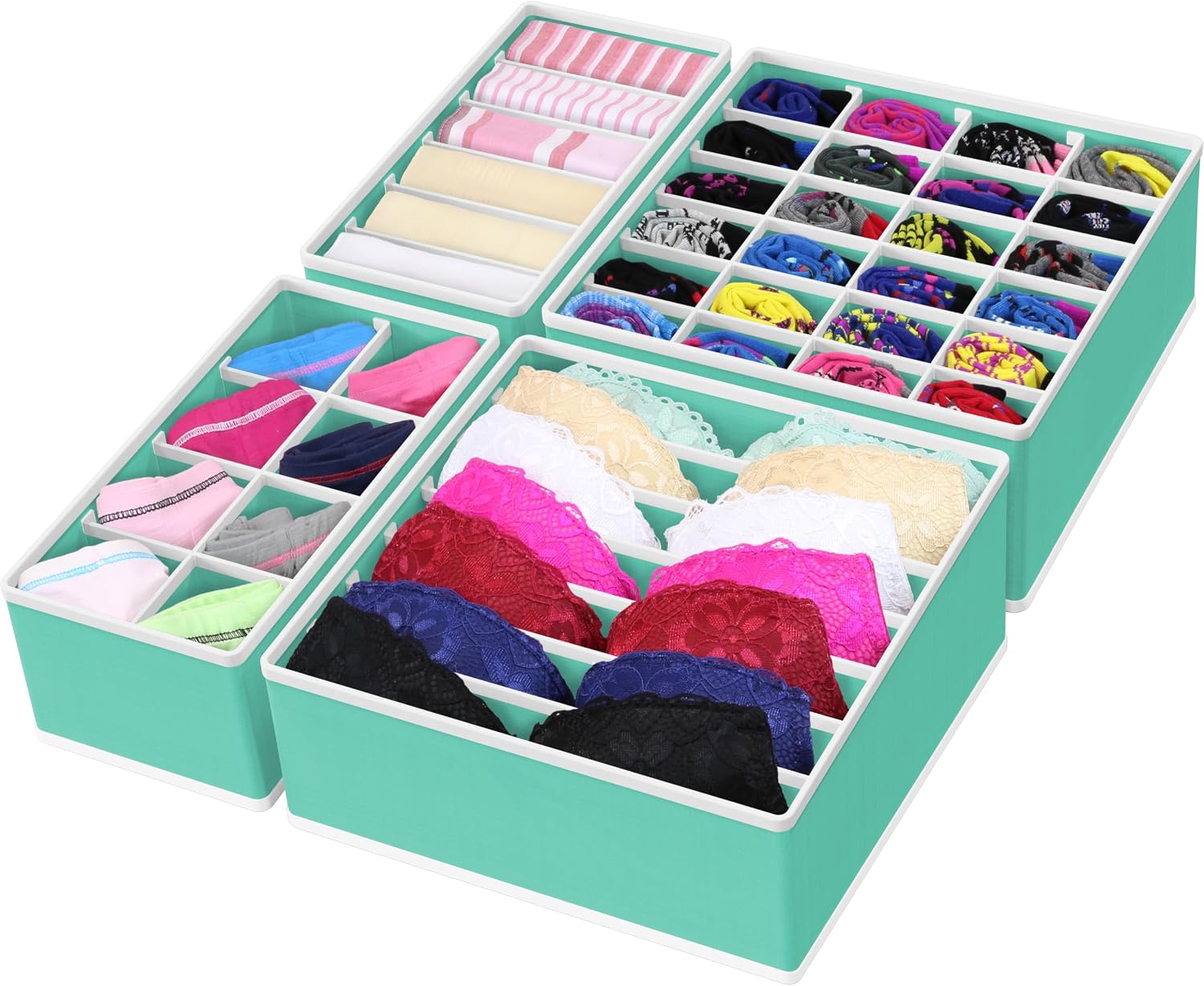 Simple Houseware 4-Pack Drawer Organizer Set for Underwear/Socks/Bra, Gray | Closet Dividers for Underwear, Socks, Bras, Scarves, Ties - Foldable Non-Woven Storage Boxes