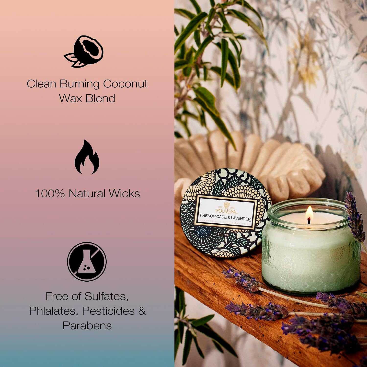 Voluspa Baltic Amber, Petite Candle Jar, 3.2 Ounce, 25 Hour Burn Time, Coconut Wax for Clean Burning, Handcrafted in the USA