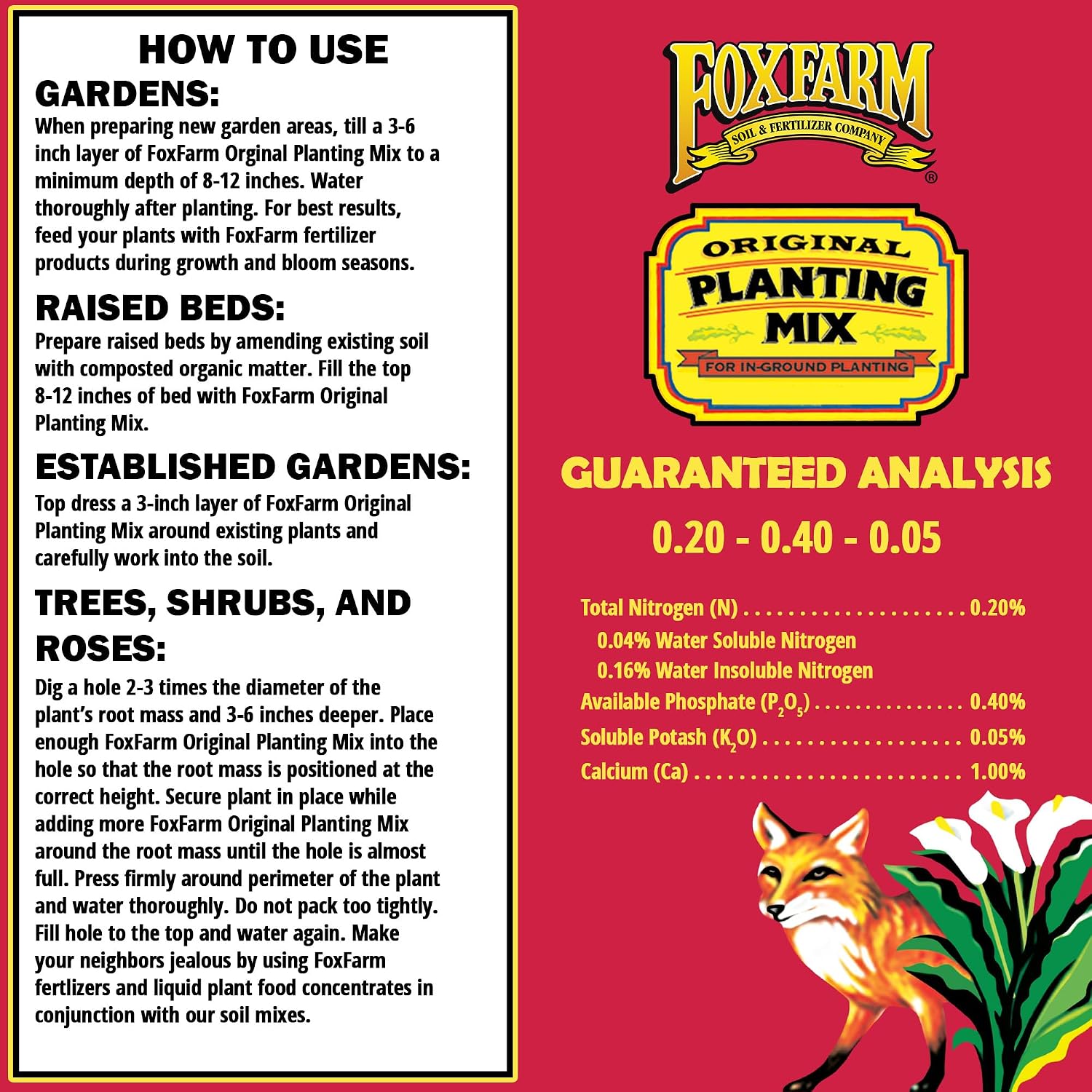 FoxFarm Original Planting Mix, 1cu ft - for In-Ground Planting, All Gardening Applications