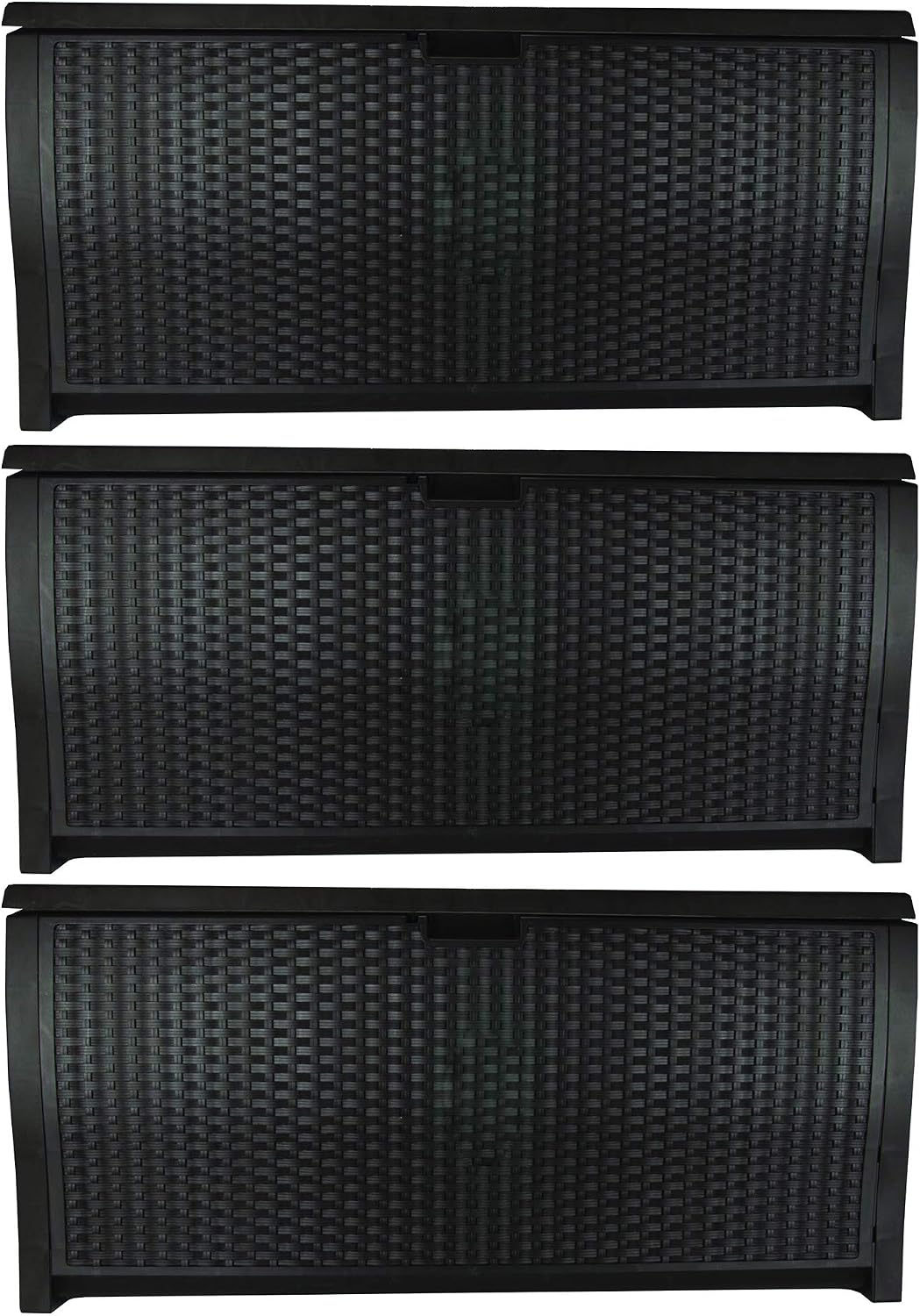 Suncast 99 Gal Wicker Resin Deck Box, Storage Chest Bin with Handles, Java