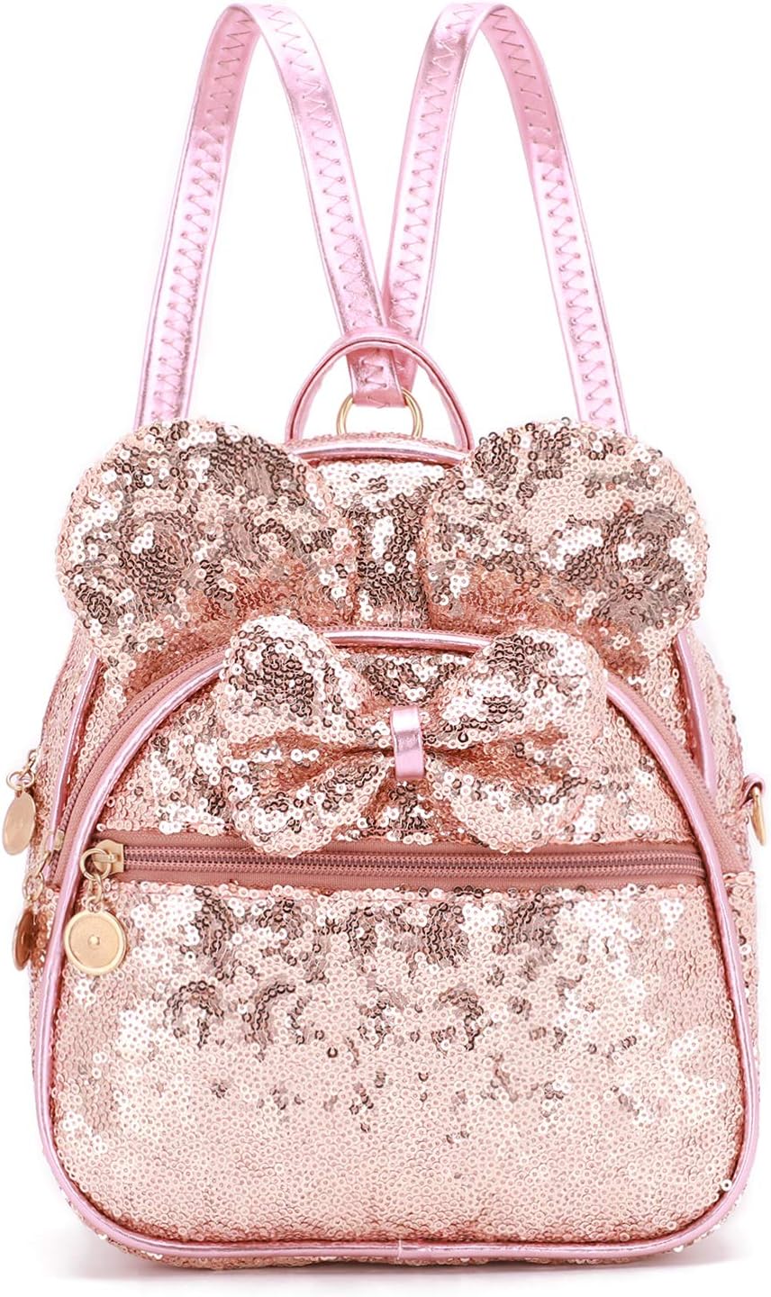 KL928 Girls Mini Backpack Bowknot Polka Dot Cute Small Daypacks Convertible Shoulder Bag Purse for Women