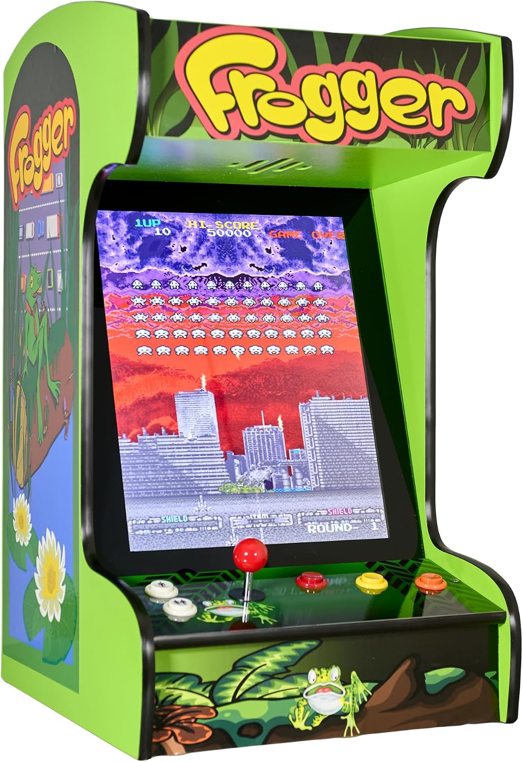 Doc and Pies Arcade Factory Classic Home Arcade Machine - Tabletop and Bartop - 412 Retro Games - Full Size LCD Screen, Buttons and Joystick (Green)