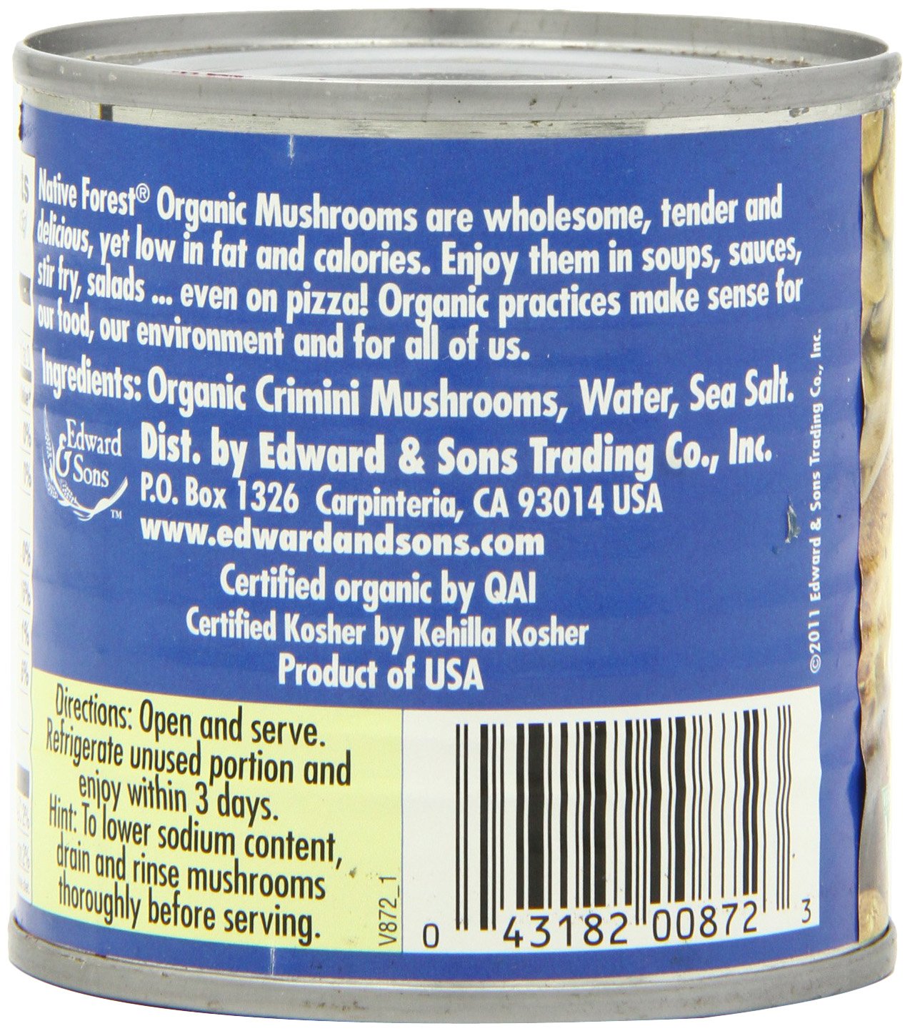 Native Forest Organic Portobello Mushroom Slices - 6.5 Oz (Pack of 12) | Canned Mushrooms, Low Calories & Fat, Non-GMO Project Verified, USDA Organic