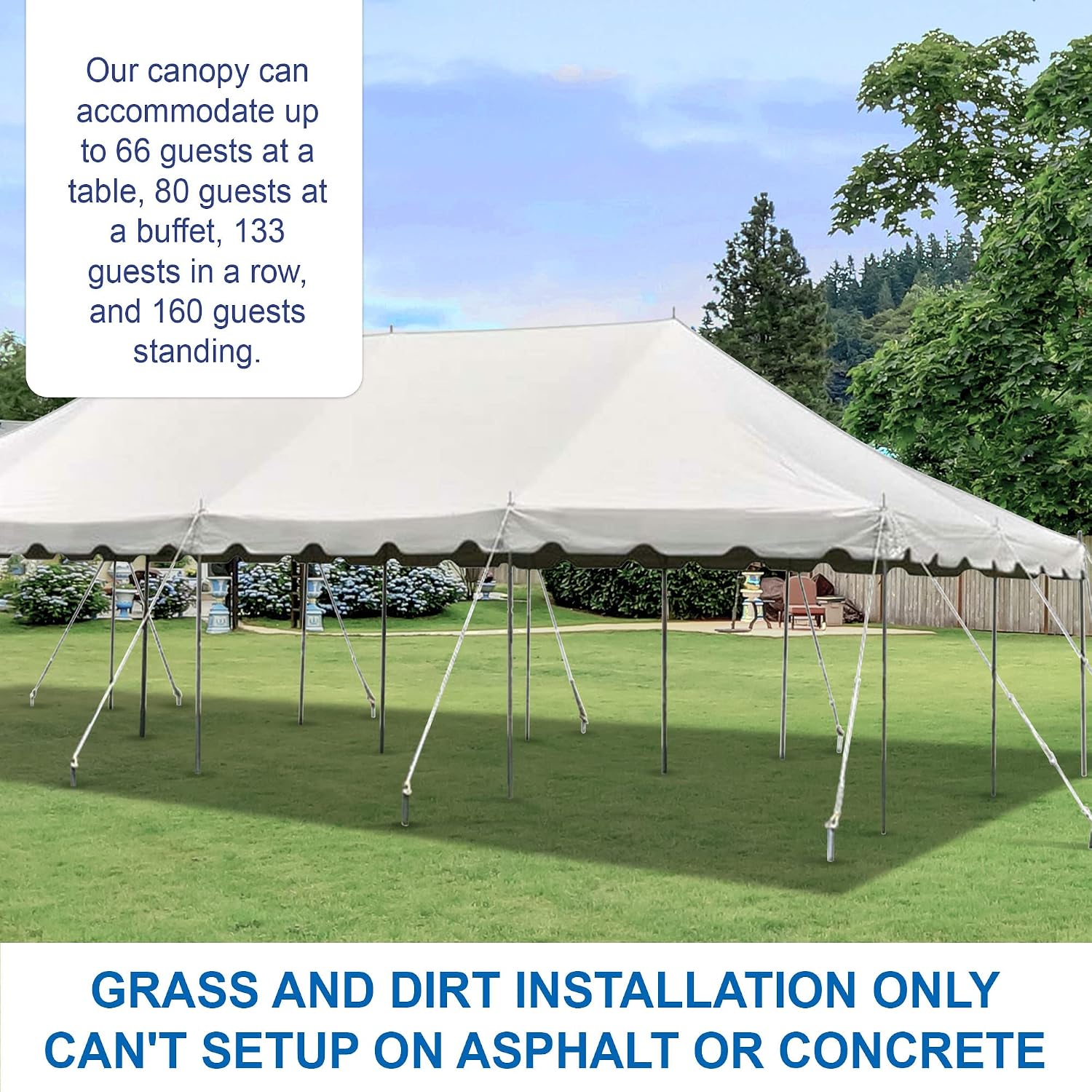 20’ x 20’ Weekender Canopy Pole Tent, Indoor and Outdoor Heavy Duty Easy Up, 80 Person Capacity Tent for Parties, Weddings, and Events, Commercial and Residential Use, PVC White Top | Easy Up Weekender Canopy Tent With 80 Person Capacity - Outdoor Canopi…