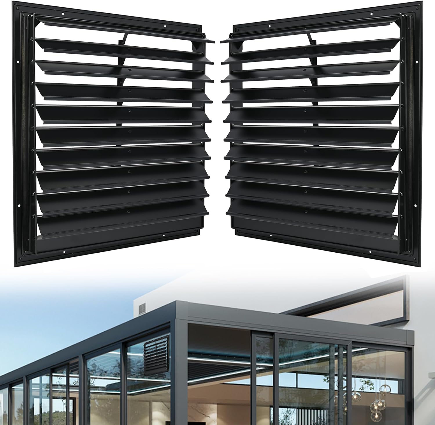 20 Inch Aluminum Automatic Exhaust Shutter Louver Vent, 2Pcs | 2Pcs Aluminum Gravity Shutters Louver for Windows Outside, Home Attics, Greenhouse Vent