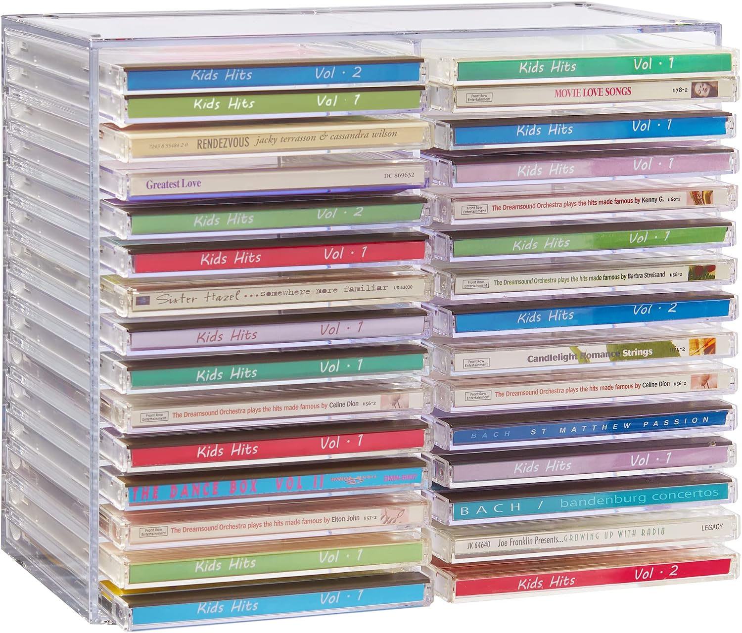 STORi Stackable Clear Plastic CD Organizer with Rubber Feet | Rectangular Jewel Cases Holder Perfect for Theatre Room | Holds up to 30 CD Cases