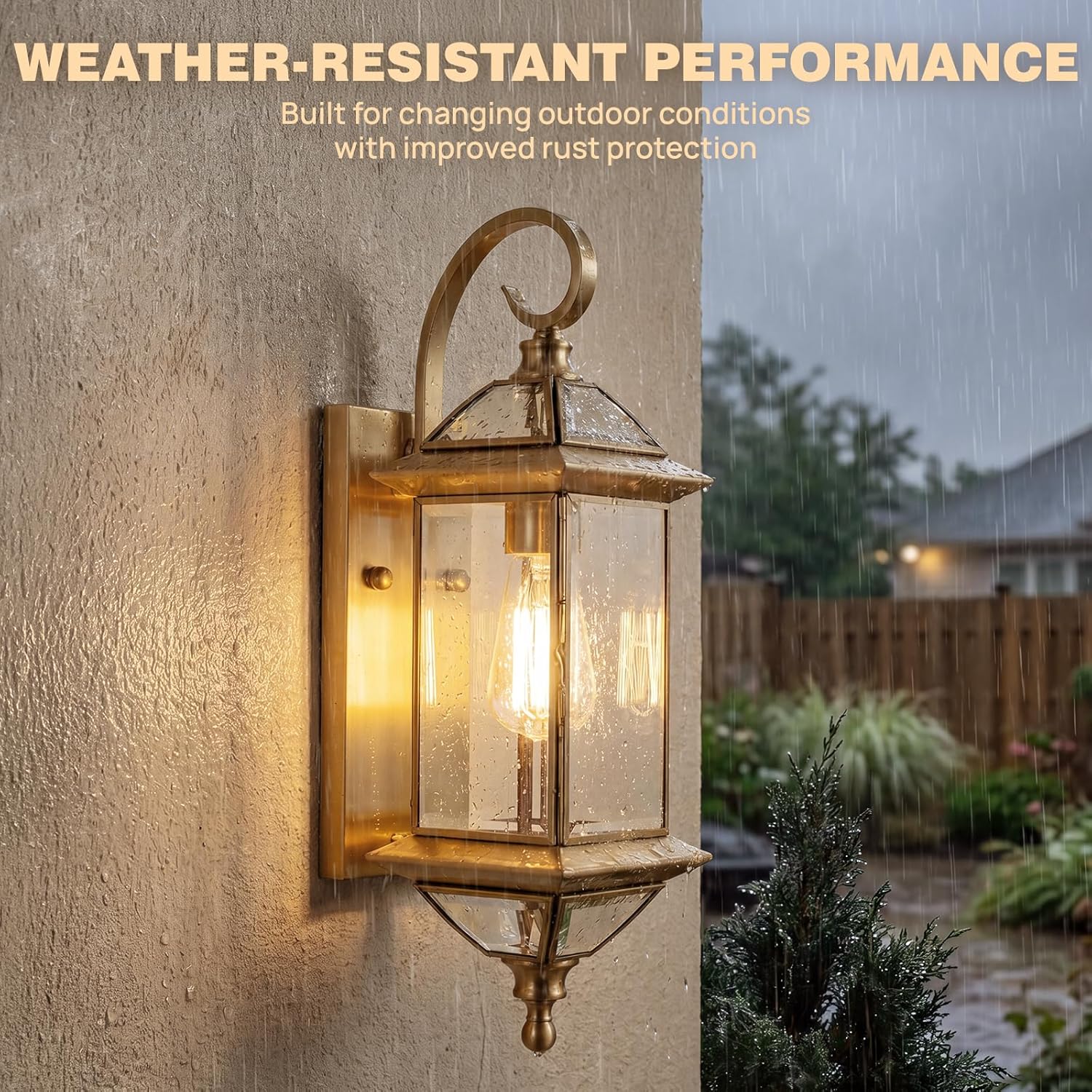Solid Copper Outdoor Wall Light, 18.5" Oil Rubbed Bronze Porch Lantern with Clear Beveled Glass, Exterior Wall Sconce for Front Door, Garage