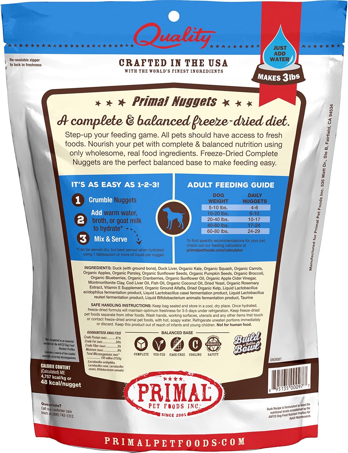 Primal Freeze Dried Raw Dog Food Nuggets, Beef, 14 oz | Complete & Balanced Nutrition, Meal, Topper or Treat, Grain-Free, High Protein, No Synthetic Vitamins & Minerals
