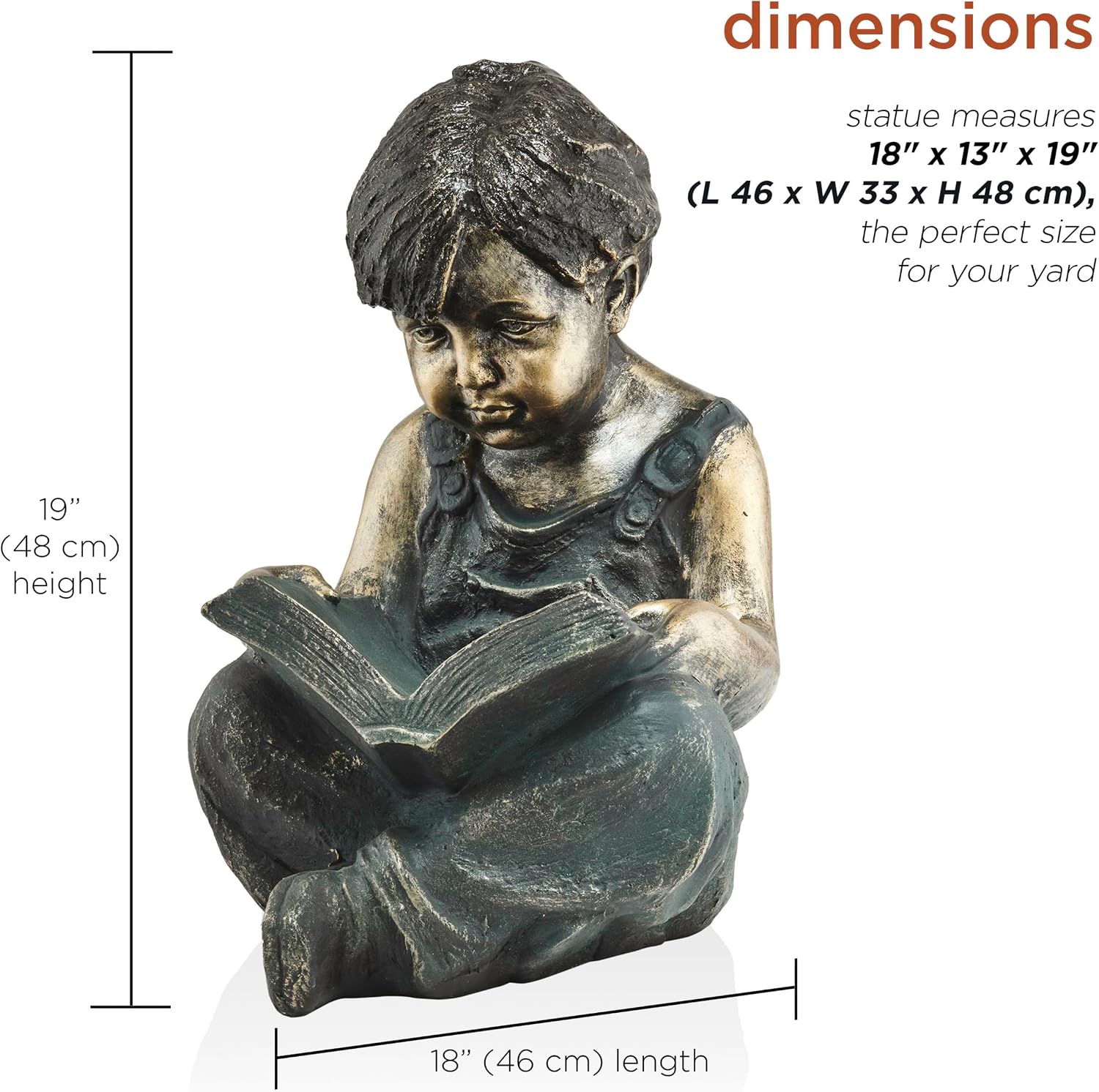 Alpine Corporation 26" Tall Indoor/Outdoor Girl Jumping Over Boy Statue Yard Art Decoration