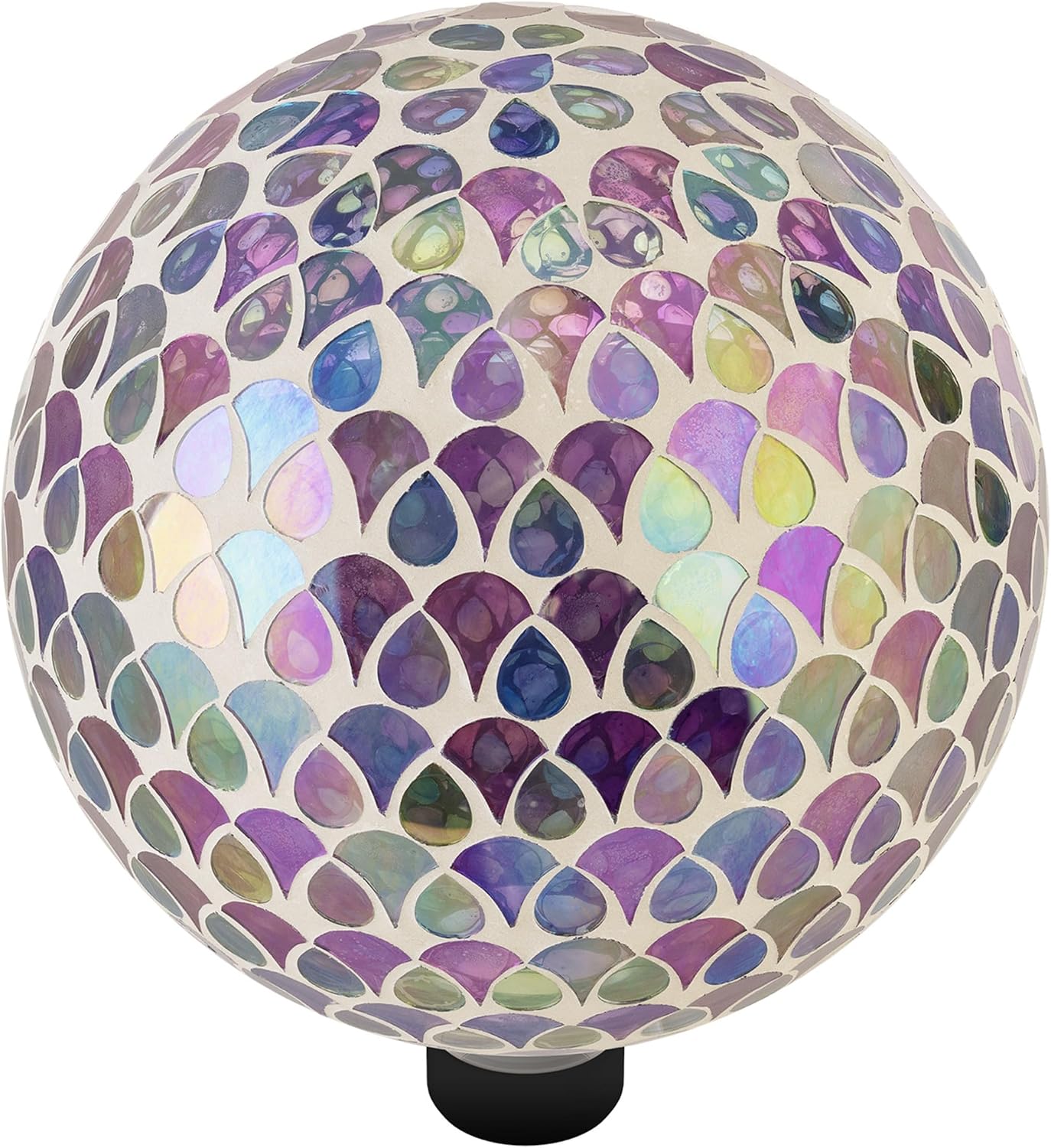 Alpine Corporation 10" Diameter Indoor/Outdoor Glass Mosaic Gazing Globe Yard Decoration, Purple Pearlized Petals Design