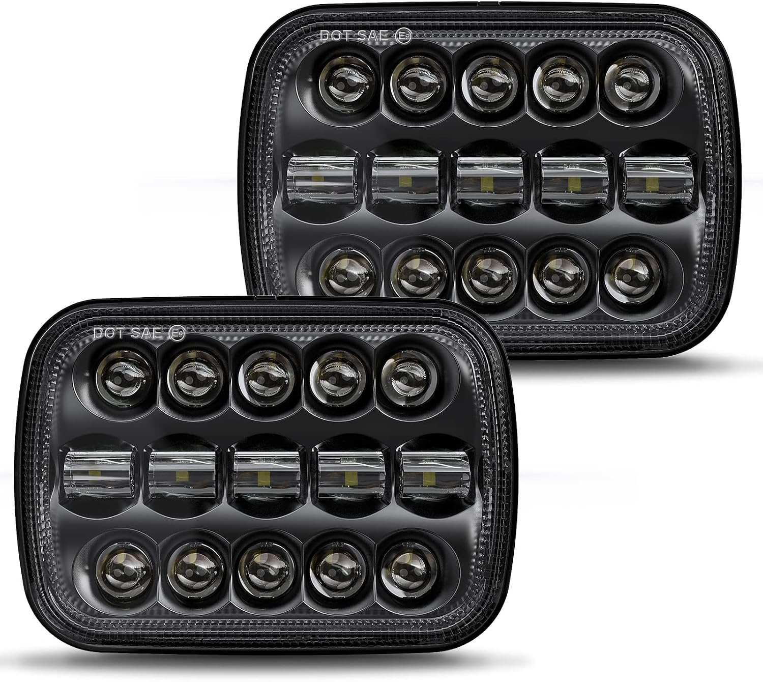 BICYACO 1 Pair 105W Rectangular 5x7/ 6x7 Inch Led Headlight High Low Beam Headlamp Compatible with Jeep Wrangler YJ Cherokee XJ Kenworth T300 1997-2010 Replacement H6054 H5054 H6054LL 69822 6052 6053