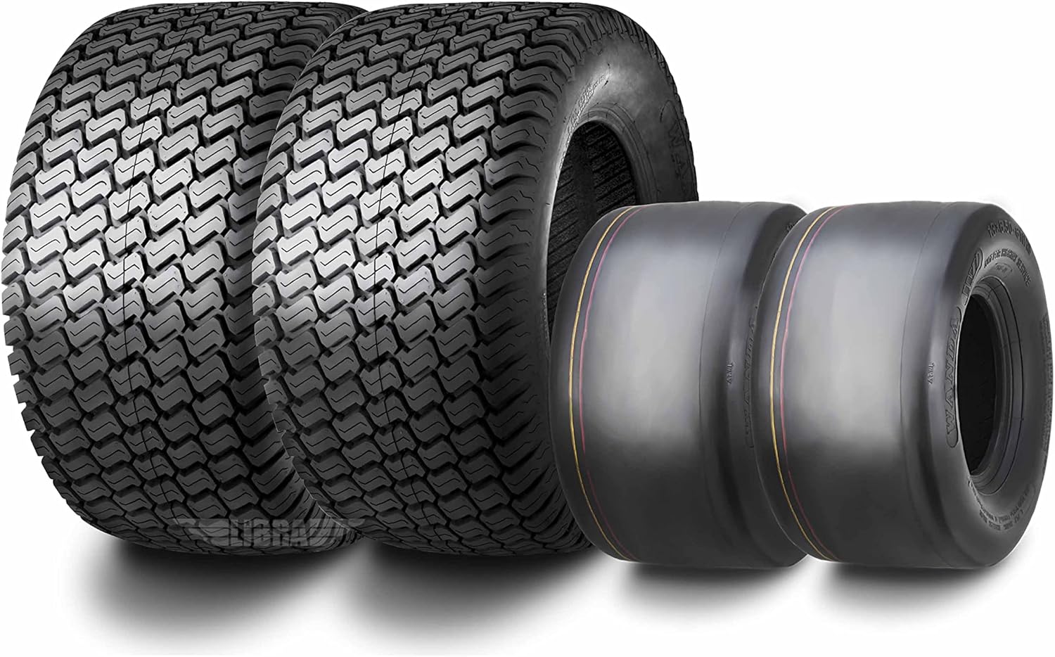 WANDA Set 4 Lawn Mower Turf Tires 16x6.5-8 & 23x10.5-12 /4PR -13019/13049 | Riding Lawn Mover, Garden Tractor