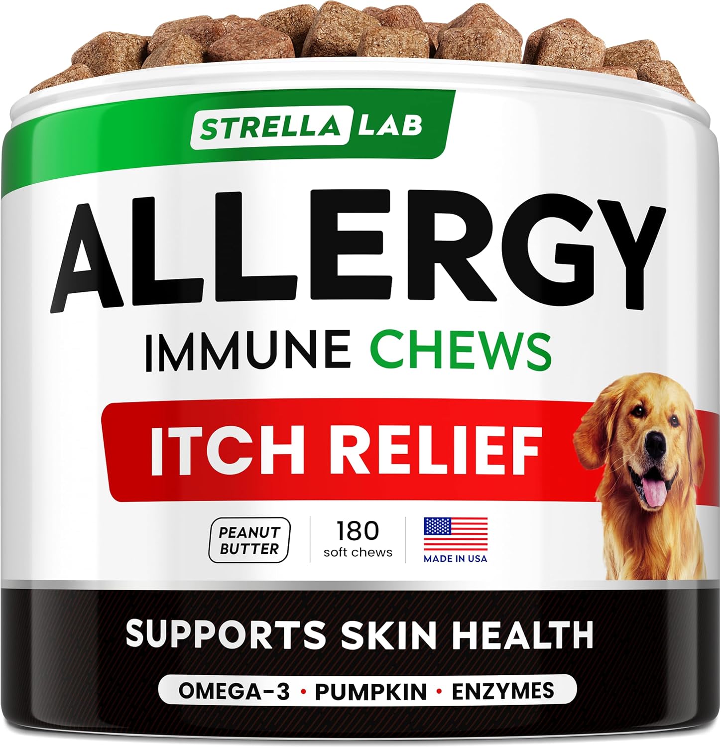 Dog Allergy & Itching Relief - Anti Itch, Skin&Coat Support Chews w/Omega 3