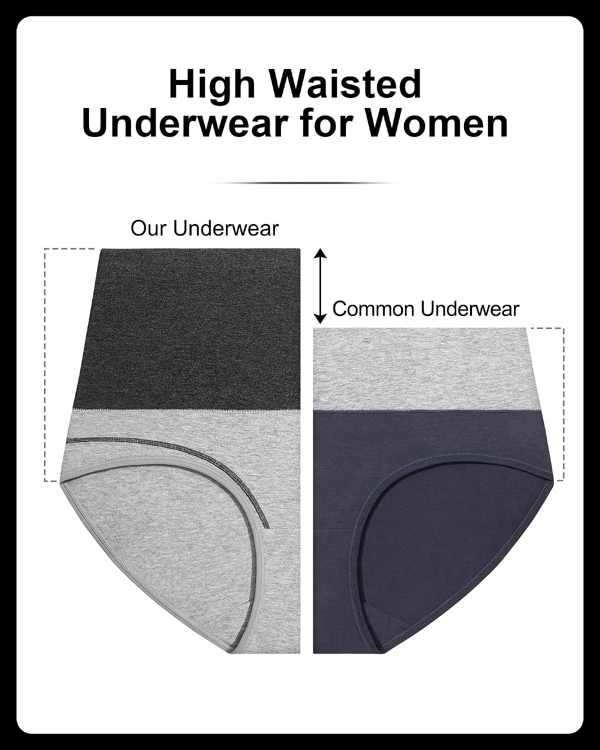 Eiggam Underwear for Women Cotton High Waist Panties Full Coverage Briefs Soft Strech Ladies Breathable Panties-Multi Pack