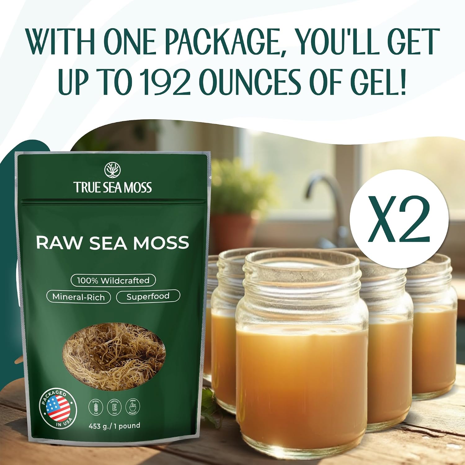 TrueSeaMoss Raw Irish Sea Moss – Wildcrafted Sun-Dried Seaweed for Homemade Gel – 16oz (1 lb) Makes Up to 200oz Gel – Atlantic Harvested