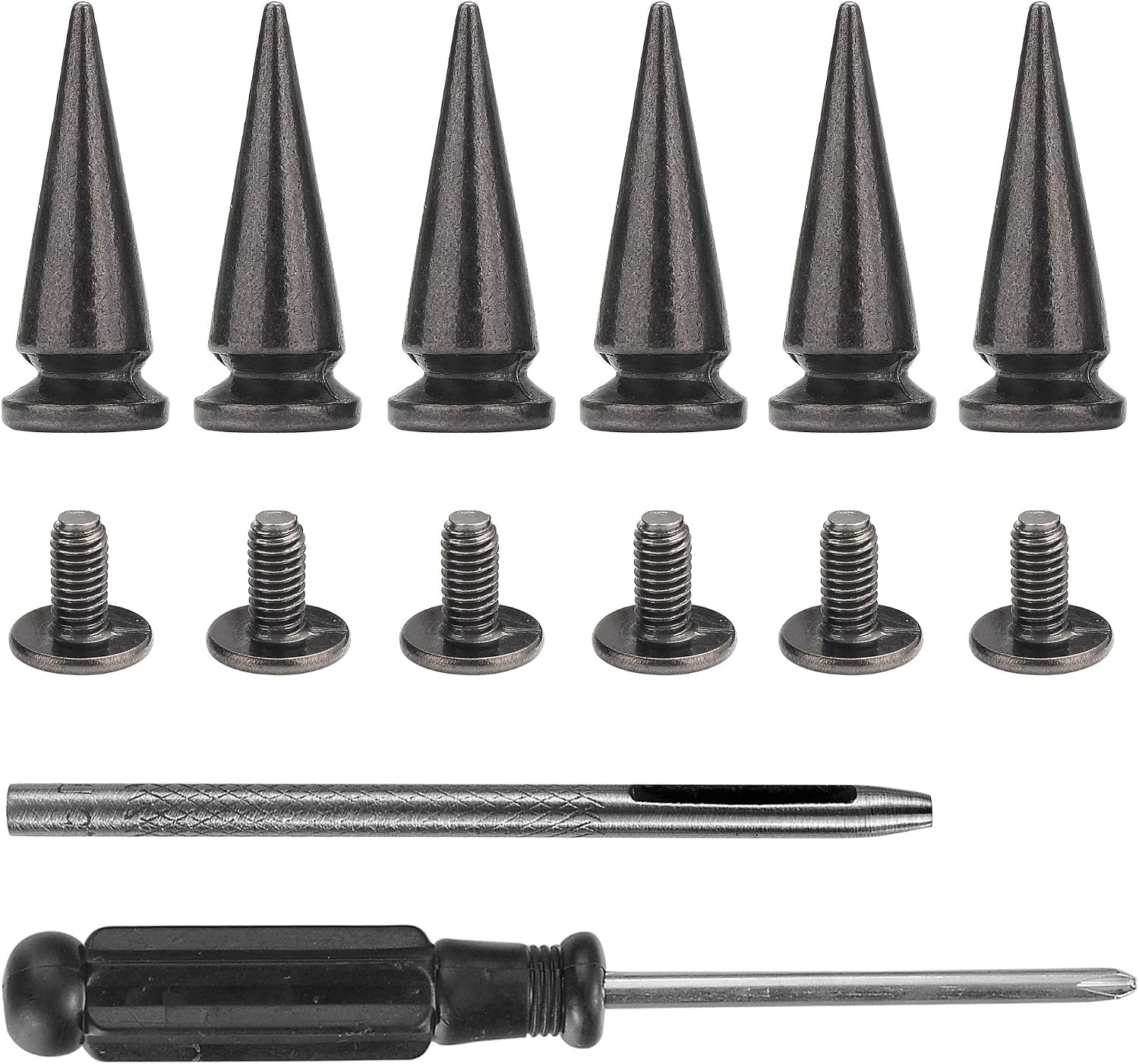 YORANYO 20 Sets 25MM Silver Color Metallic Spikes and Studs 1" Metal Bullet Cone Spikes Screw Back Large Punk Studs and Spikes for Clothing Shoes