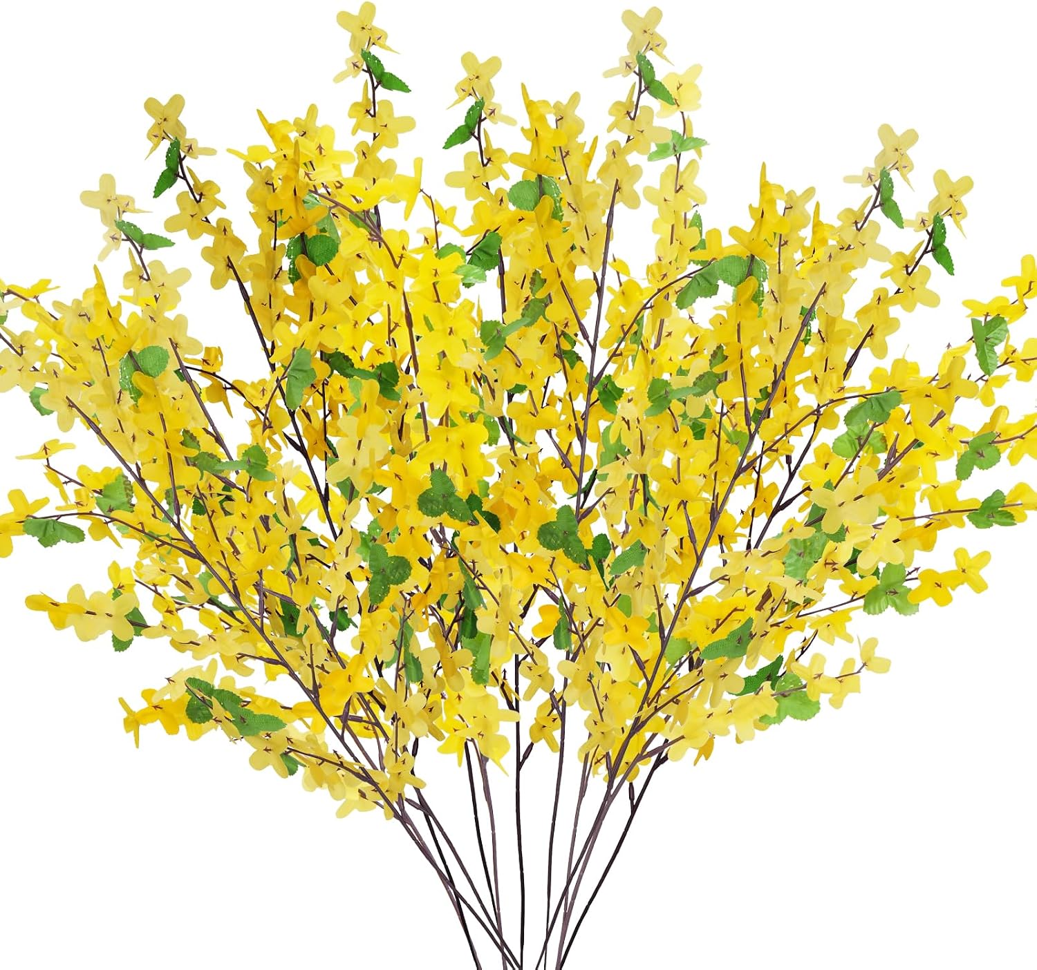 6Pcs Yellow Artificial Flowers 25.5in Long Stem Forsythia Branches