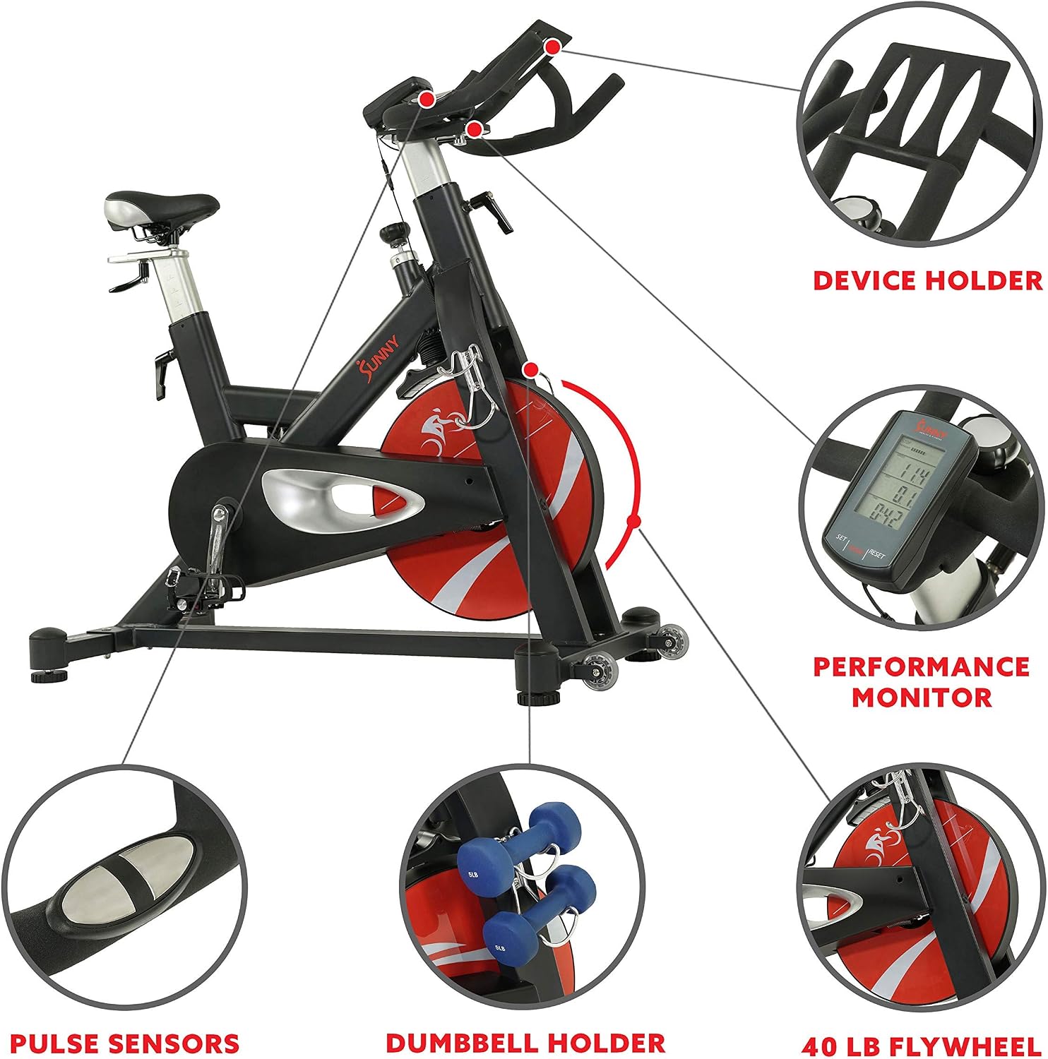 Sunny Health & Fitness Magnetic Exercise Bike for Indoor Cycling