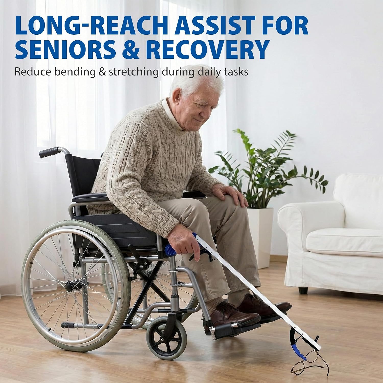 Blue Jay 26" Reacher Grabber Tool for Seniors - Lightweight Trash Picker Upper & Pick Up Stick with Magnetic Tip - Long Reach Mobility Aid for Wheelchair & Surgery Recovery