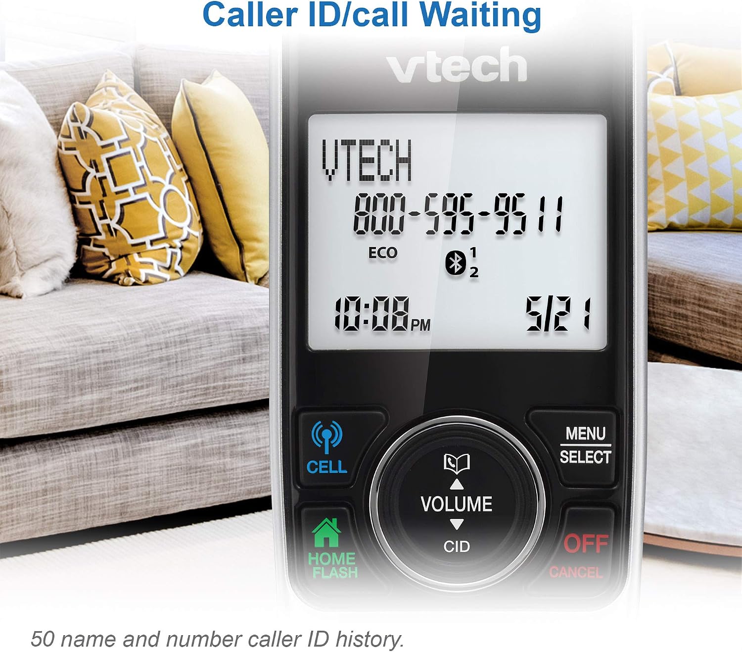 VTech VS112-27 2 Handset Cordless Phone with Answering Machine, Call Blocking, Caller ID, Intercom and Connect to Cell