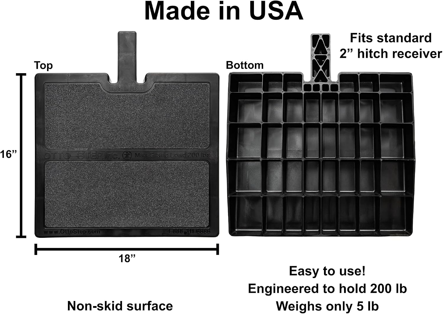 USA Made Otto Step Pet Ramp Step Helps Dogs Get in & Out of Car Van SUV | Portable Lightweight Dog Ramp | Simply Slide into 2 inch Trailer Hitch